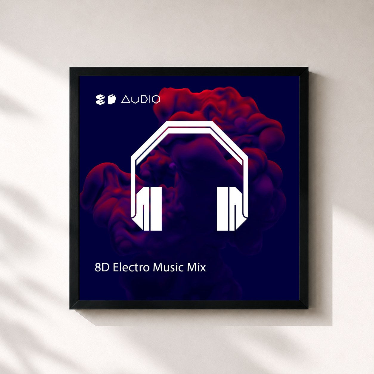 #noir Tableau carré de l'album 8D Electro Music Mix de 8D Tunes, cadre noir 32x32 cm
