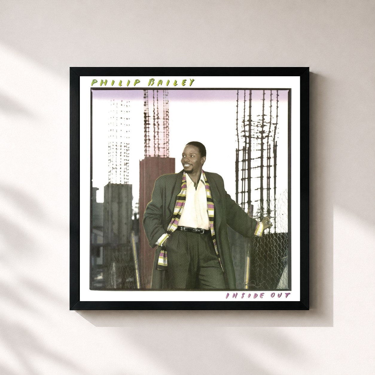 #noir Tableau carré de l'album Inside Out (Expanded Edition) de Philip Bailey, cadre noir 32x32 cm