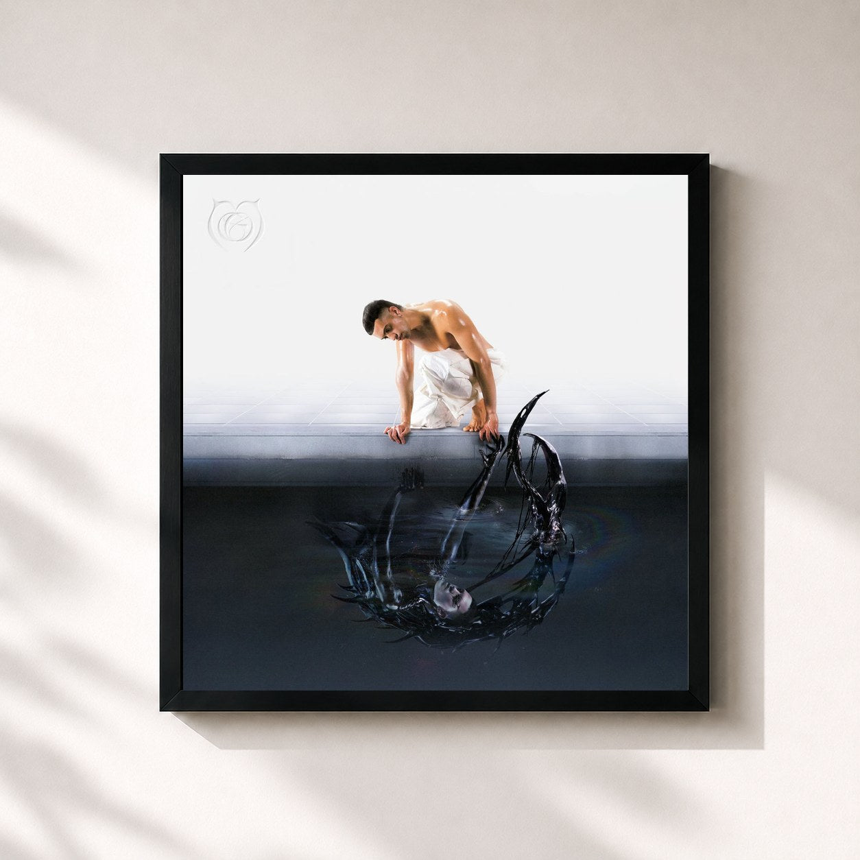 #noir Tableau carré de l'album Ghettolimpo de Mahmood, cadre noir 32x32 cm