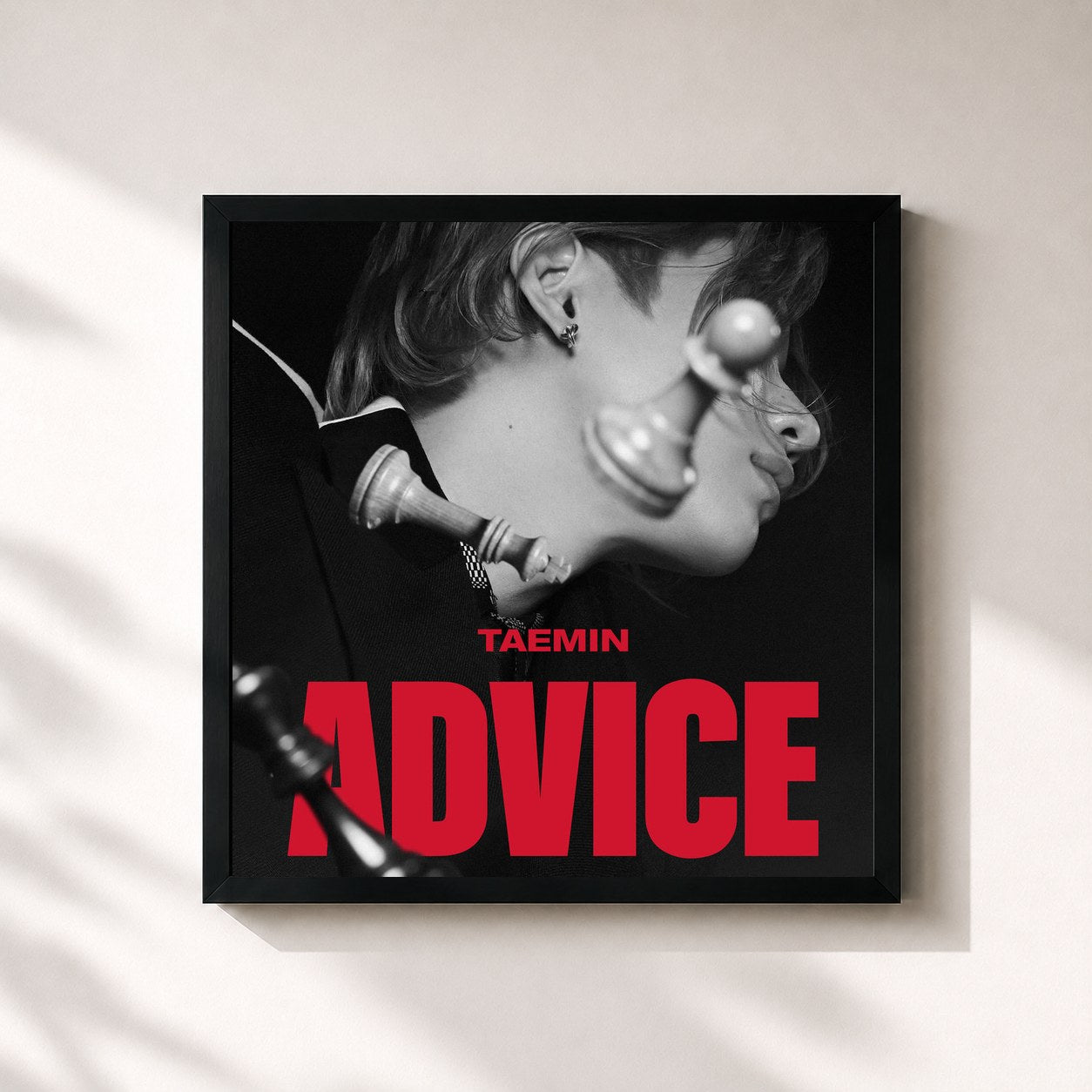 #noir Tableau carré de l'album Advice - The 3rd Mini Album de TAEMIN, cadre noir 32x32 cm