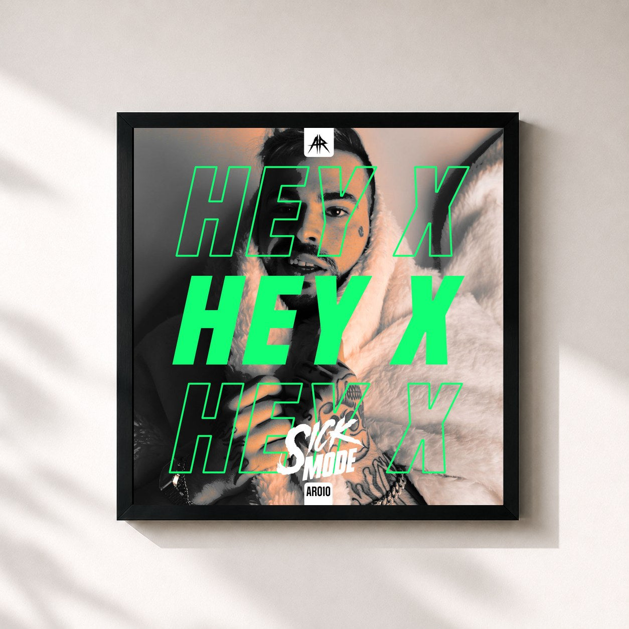 #noir Tableau carré de l'album Hey x de Sickmode, cadre noir 32x32 cm
