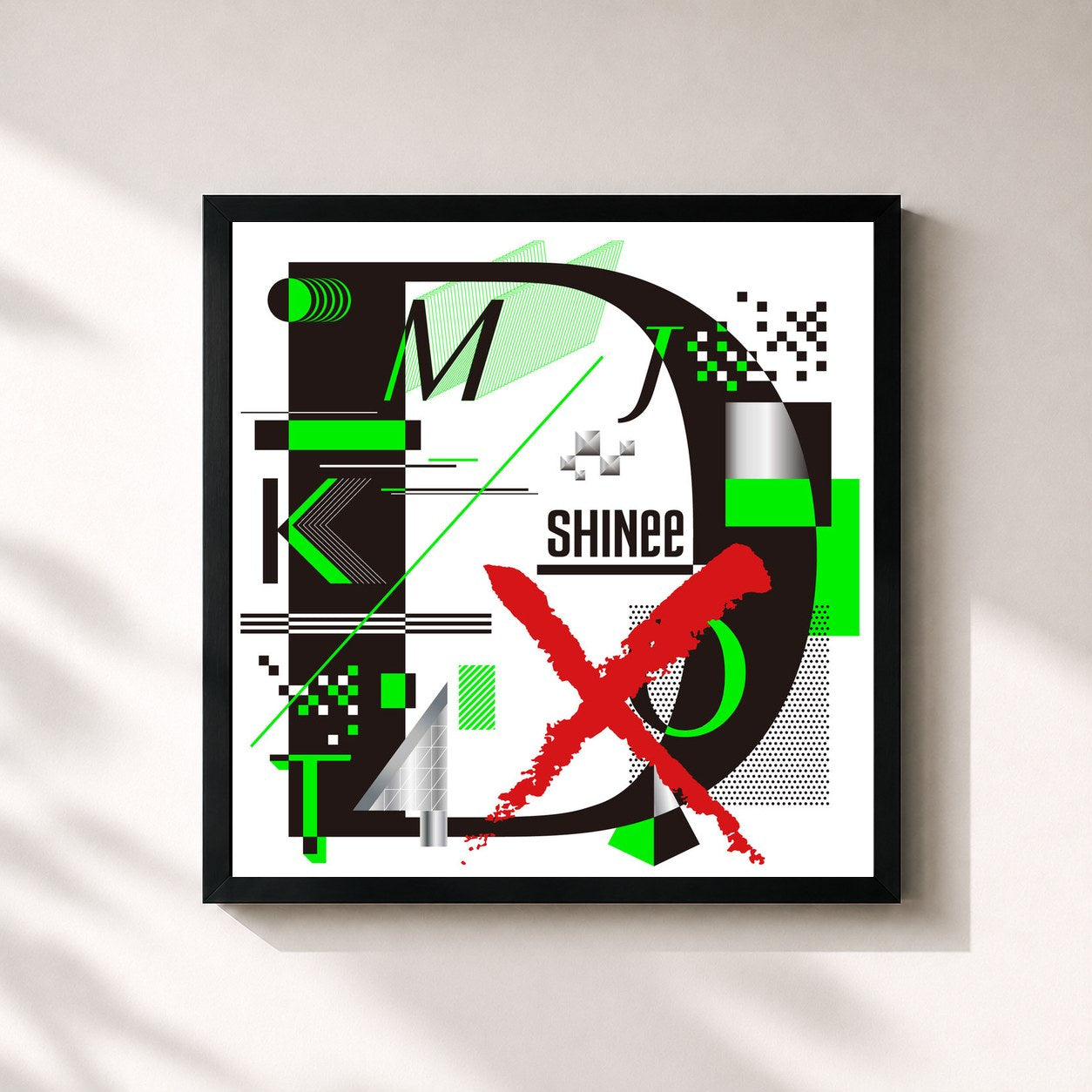 #noir Tableau carré de l'album DxDxD de SHINee, cadre noir 32x32 cm