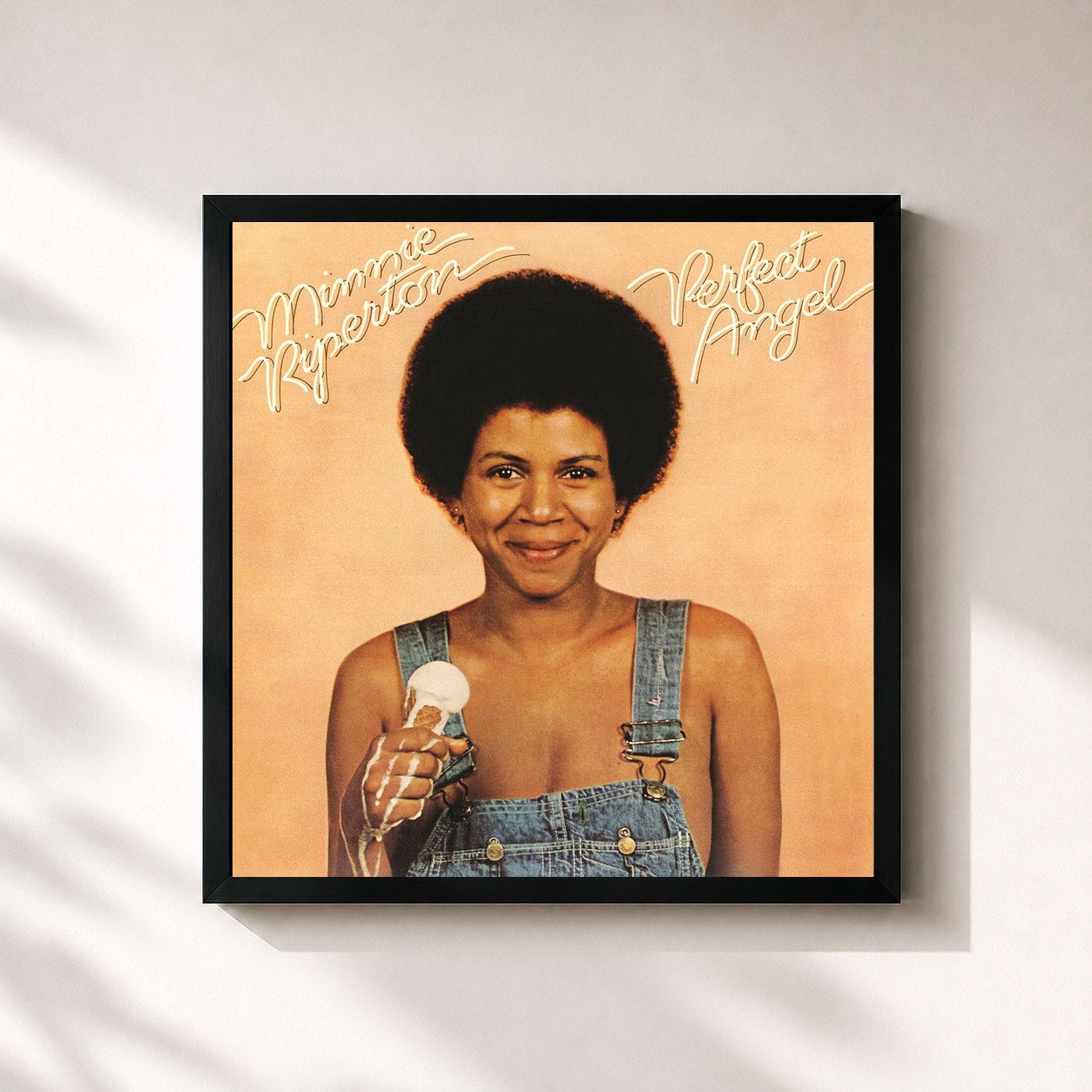#noir Tableau carré de l'album Perfect Angel de Minnie Riperton, cadre noir 32x32 cm
