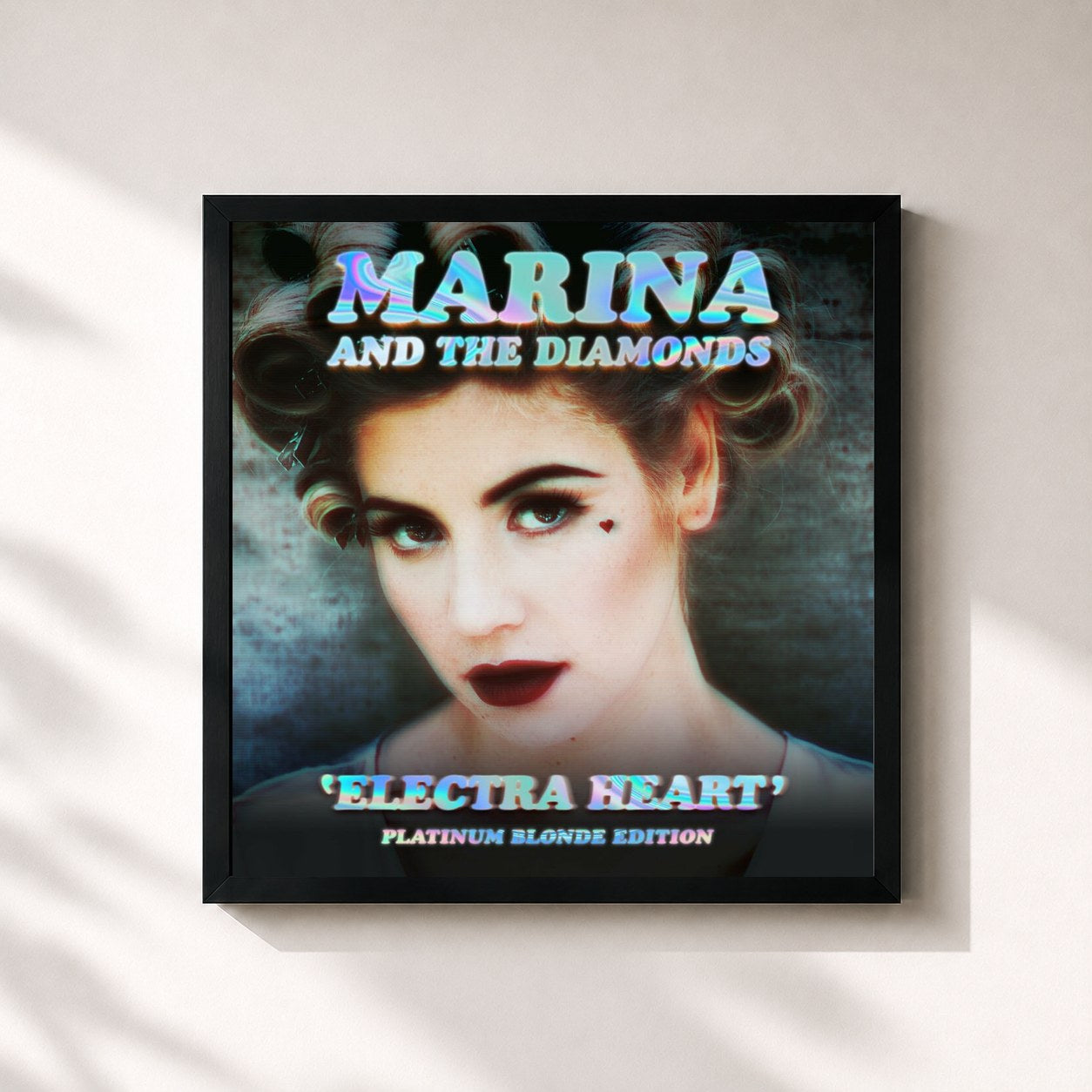 #noir Tableau carré de l'album Electra Heart (Platinum Blonde Edition) de Marina, cadre noir 32x32 cm