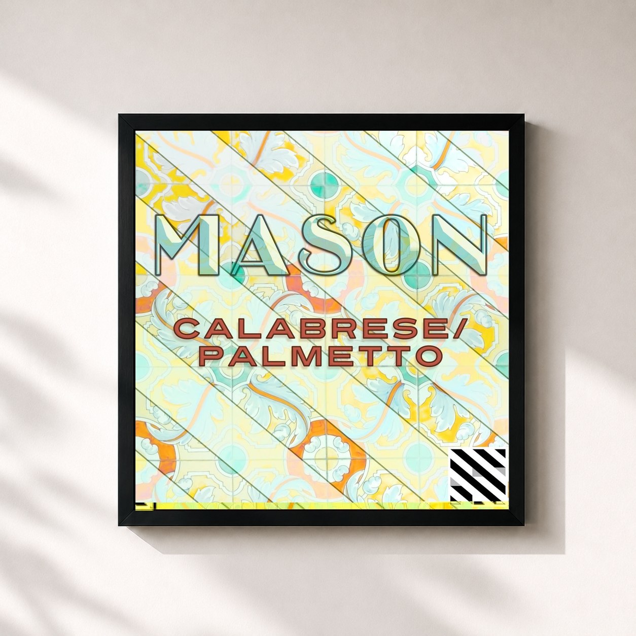 #noir Tableau carré de l'album Calabrese / Palmetto E.P. de Mason, cadre noir 32x32 cm