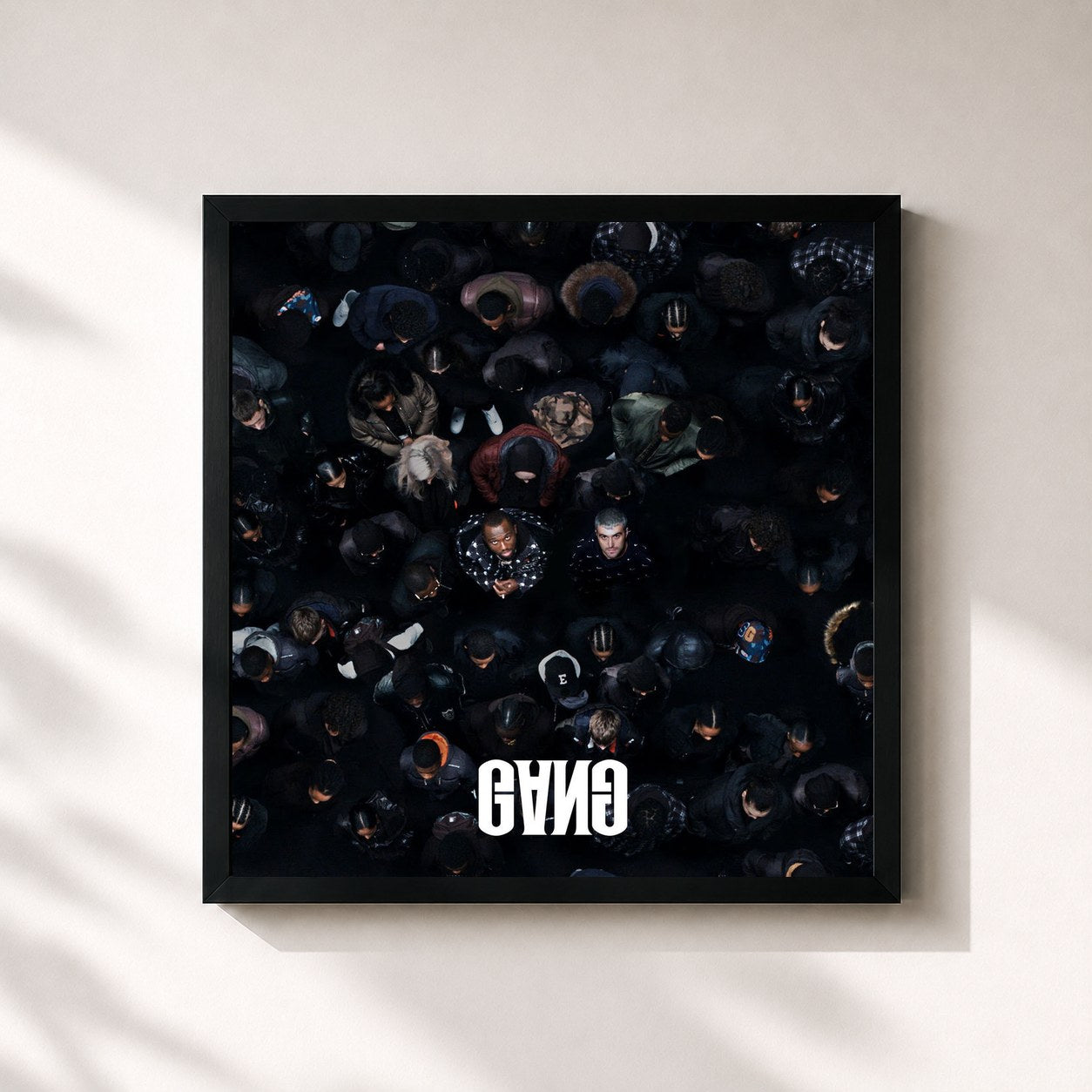 #noir Tableau carré de l'album GANG de Headie One, cadre noir 32x32 cm