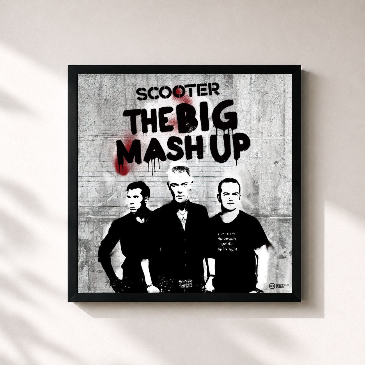 #noir Tableau carré de l'album The Big Mash Up de Scooter, cadre noir 32x32 cm