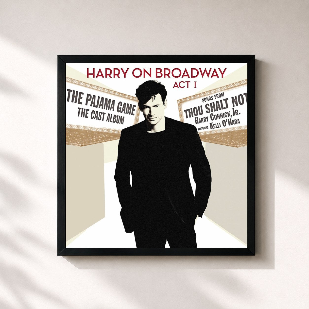 #noir Tableau carré de l'album Harry On Broadway, Act I de Harry Connick Jr., cadre noir 32x32 cm