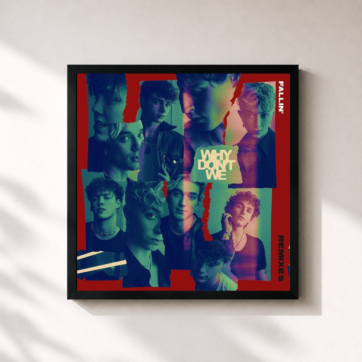 #noir Tableau carré de l'album Fallin’ (Adrenaline) (Remixes) de Why Don't We, cadre noir 32x32 cm