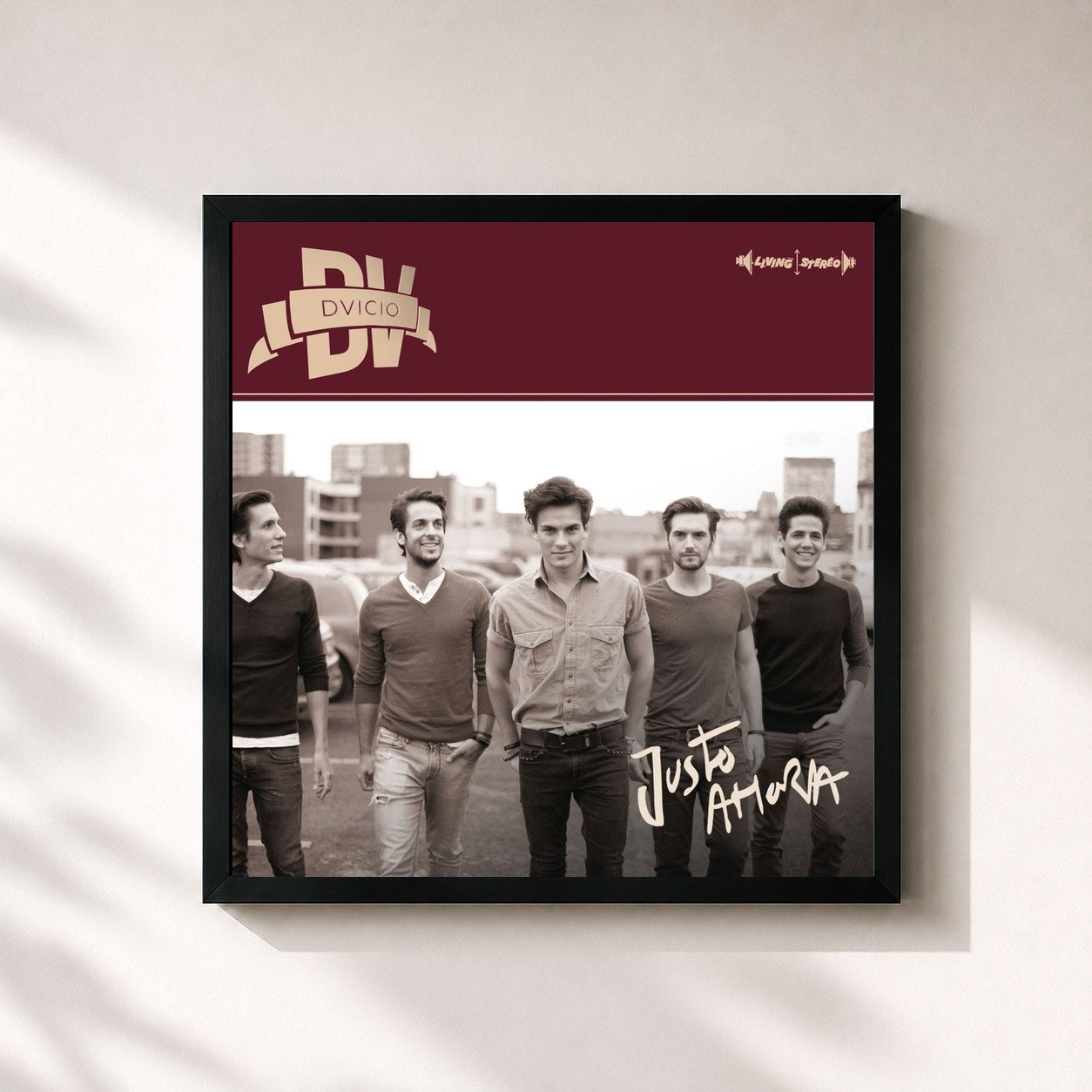 #noir Tableau carré de l'album Justo Ahora de Dvicio, cadre noir 32x32 cm
