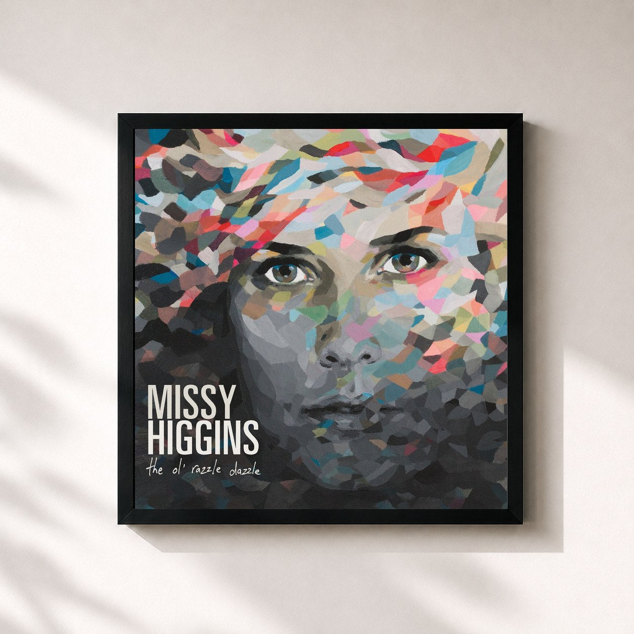 #noir Tableau carré de l'album The Ol' Razzle Dazzle de Missy Higgins, cadre noir 32x32 cm