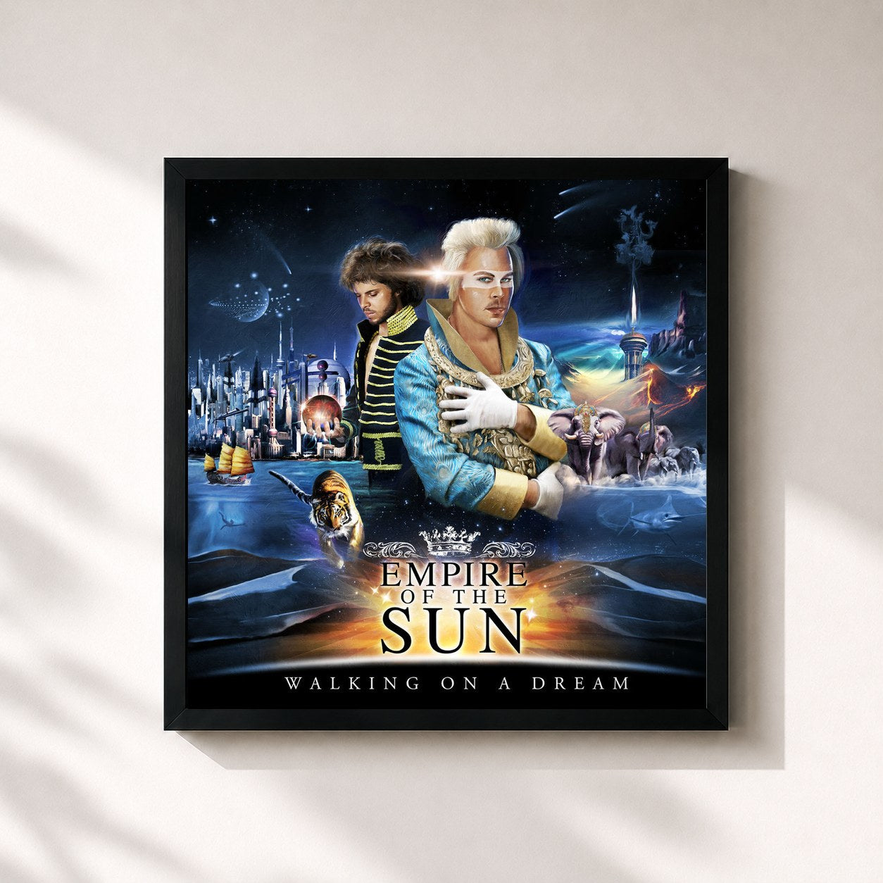 #noir Tableau carré de l'album Walking On A Dream (10th Anniversary Edition) de Empire of the Sun, cadre noir 32x32 cm