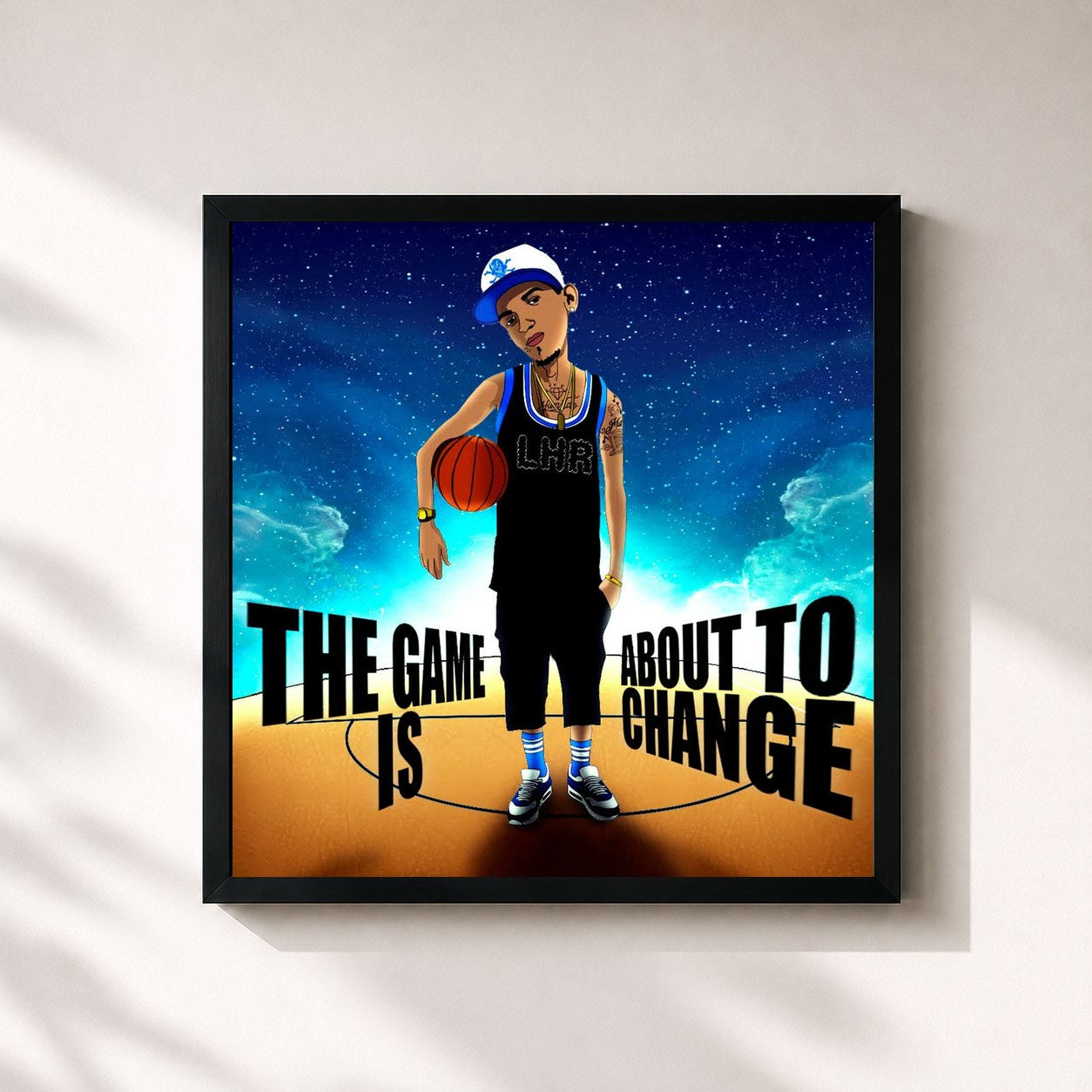 #noir Tableau carré de l'album The Game Is About to Change de Jon Z, cadre noir 32x32 cm