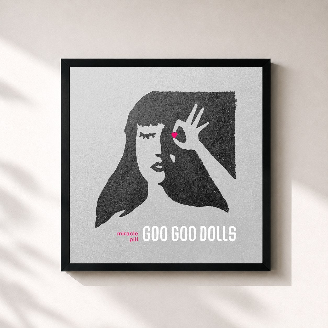 #noir Tableau carré de l'album Miracle Pill (Deluxe) de The Goo Goo Dolls, cadre noir 32x32 cm