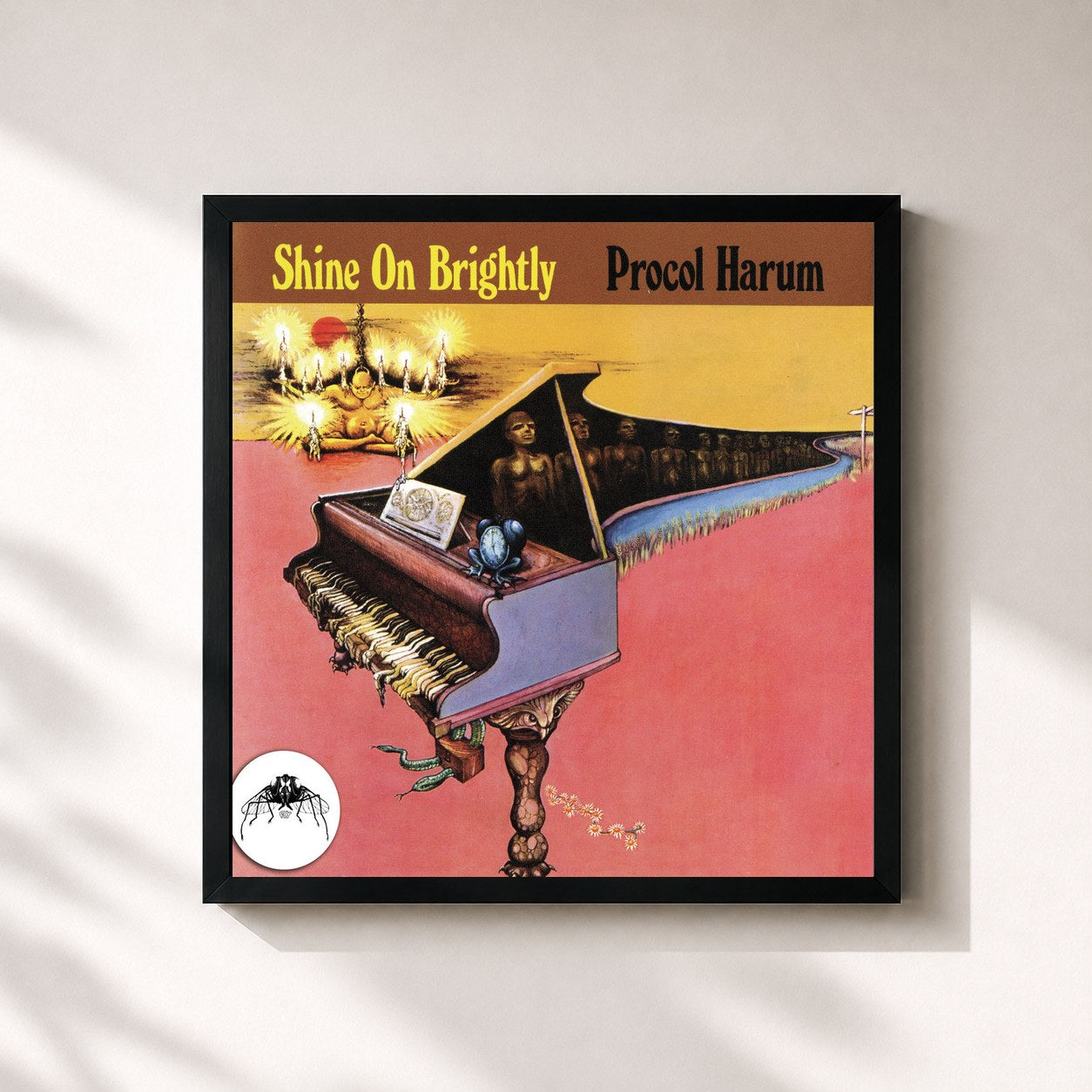 #noir Tableau carré de l'album Shine On Brightly (2009 Remaster) de Procol Harum, cadre noir 32x32 cm