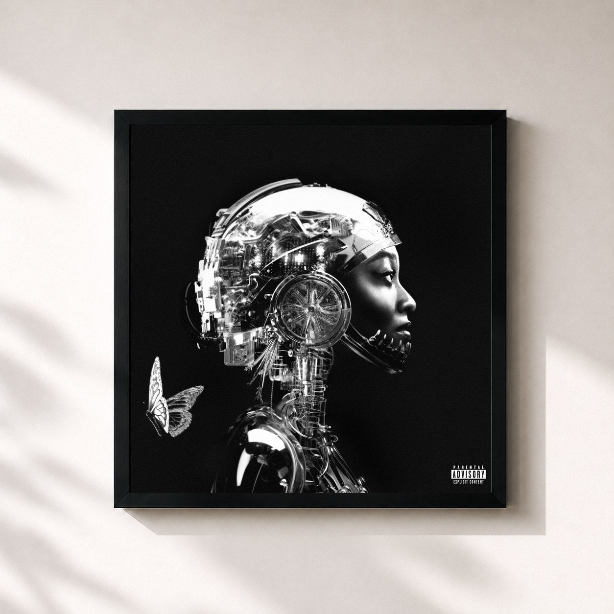 #noir Tableau carré de l'album Drop 7 de Little Simz, cadre noir 32x32 cm