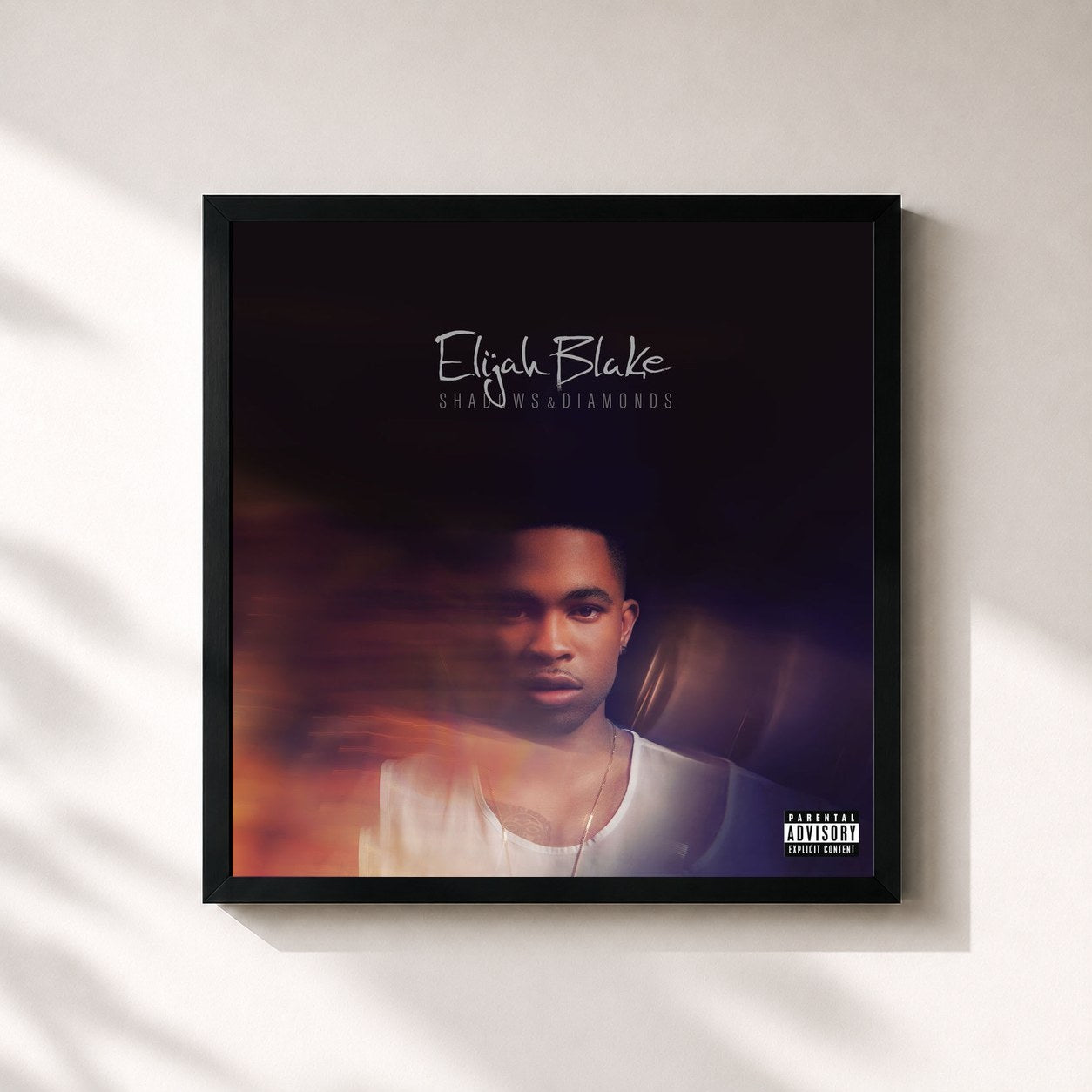 #noir Tableau carré de l'album Shadows & Diamonds de Elijah Blake, cadre noir 32x32 cm