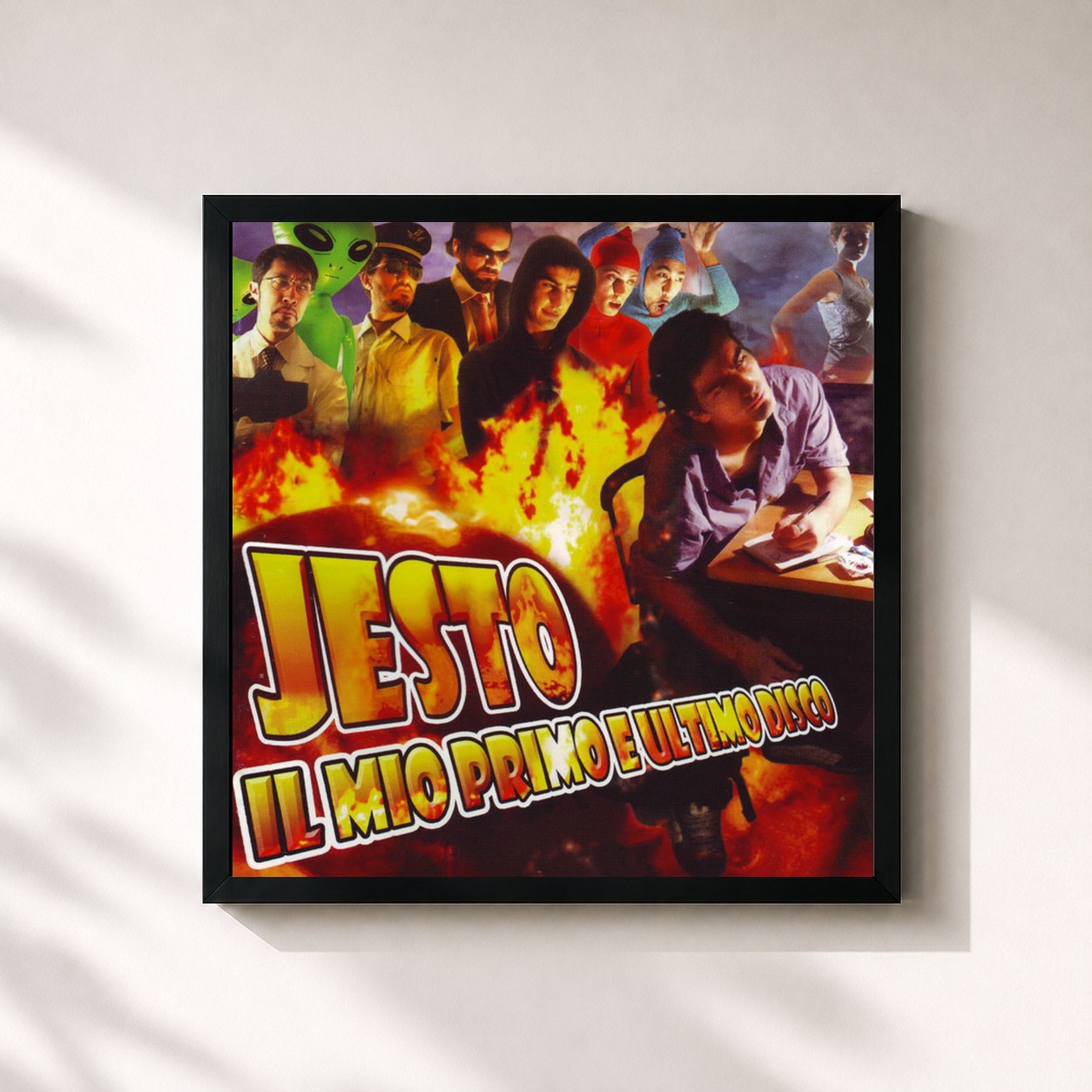 #noir Tableau carré de l'album Il Mio Primo E Ultimo Disco de Jesto, cadre noir 32x32 cm