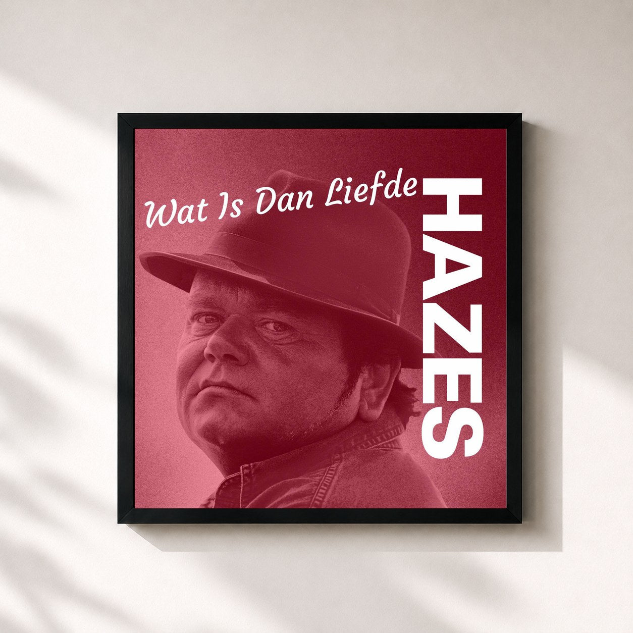 #noir Tableau carré de l'album Wat Is Dan Liefde de André Hazes, cadre noir 32x32 cm
