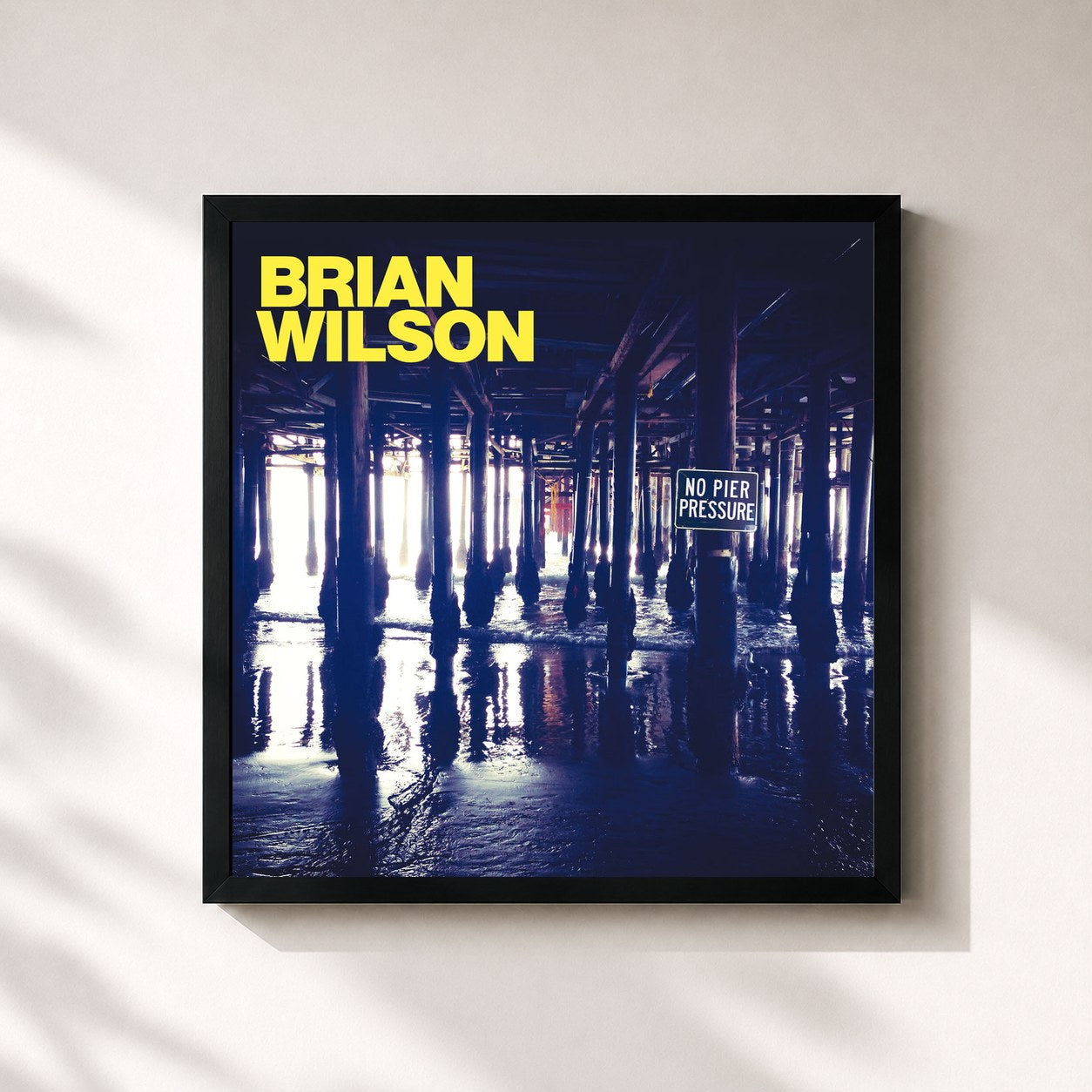 #noir Tableau carré de l'album No Pier Pressure de Brian Wilson, cadre noir 32x32 cm