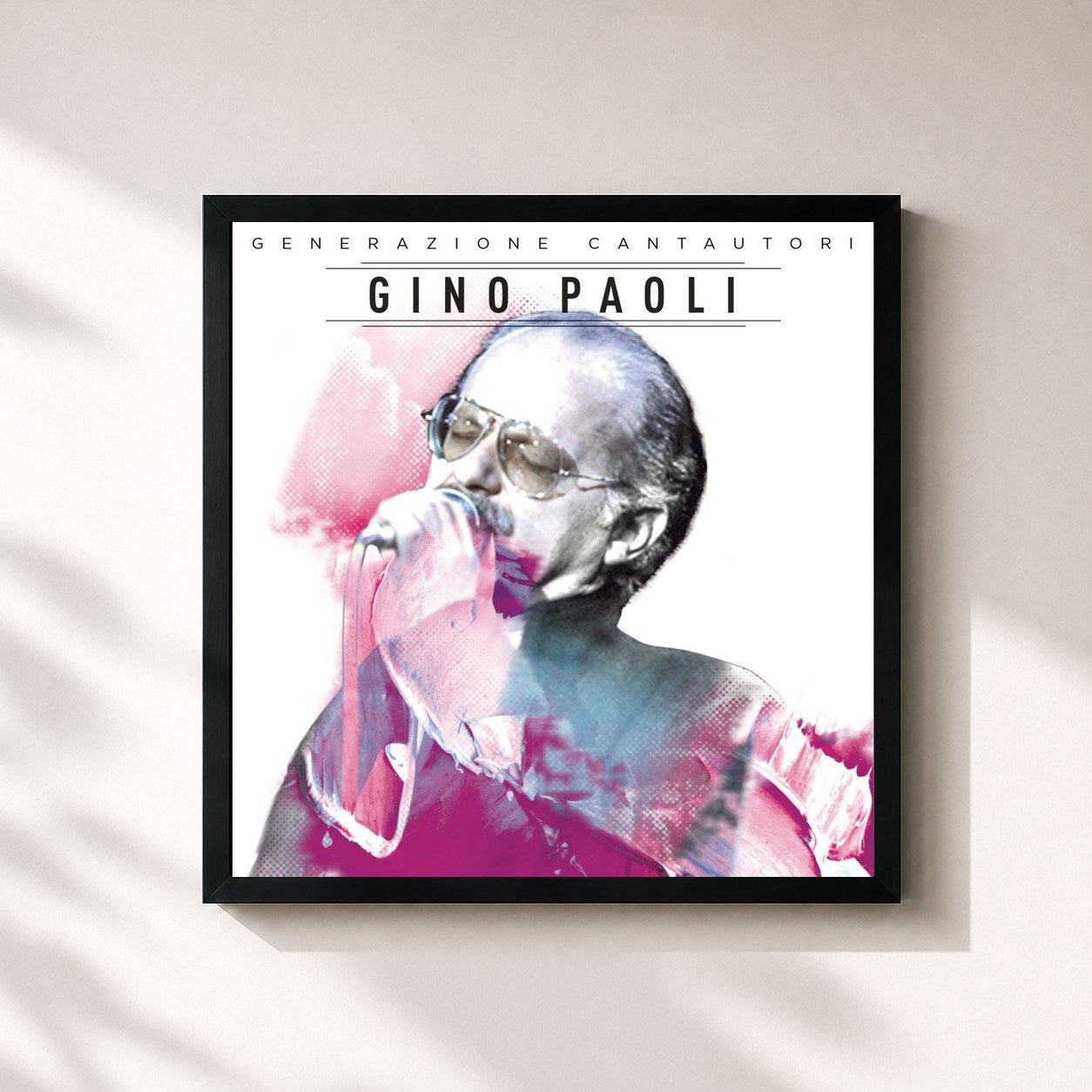 #noir Tableau carré de l'album Gino Paoli de Gino Paoli, cadre noir 32x32 cm