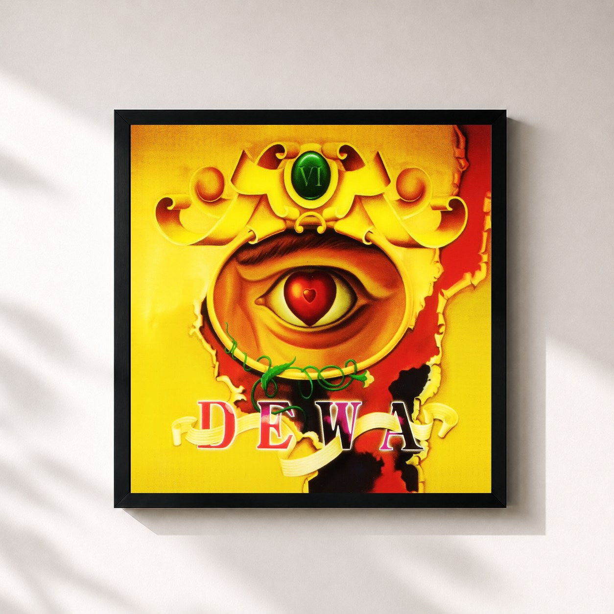 #noir Tableau carré de l'album Cintailah Cinta de Dewa, cadre noir 32x32 cm