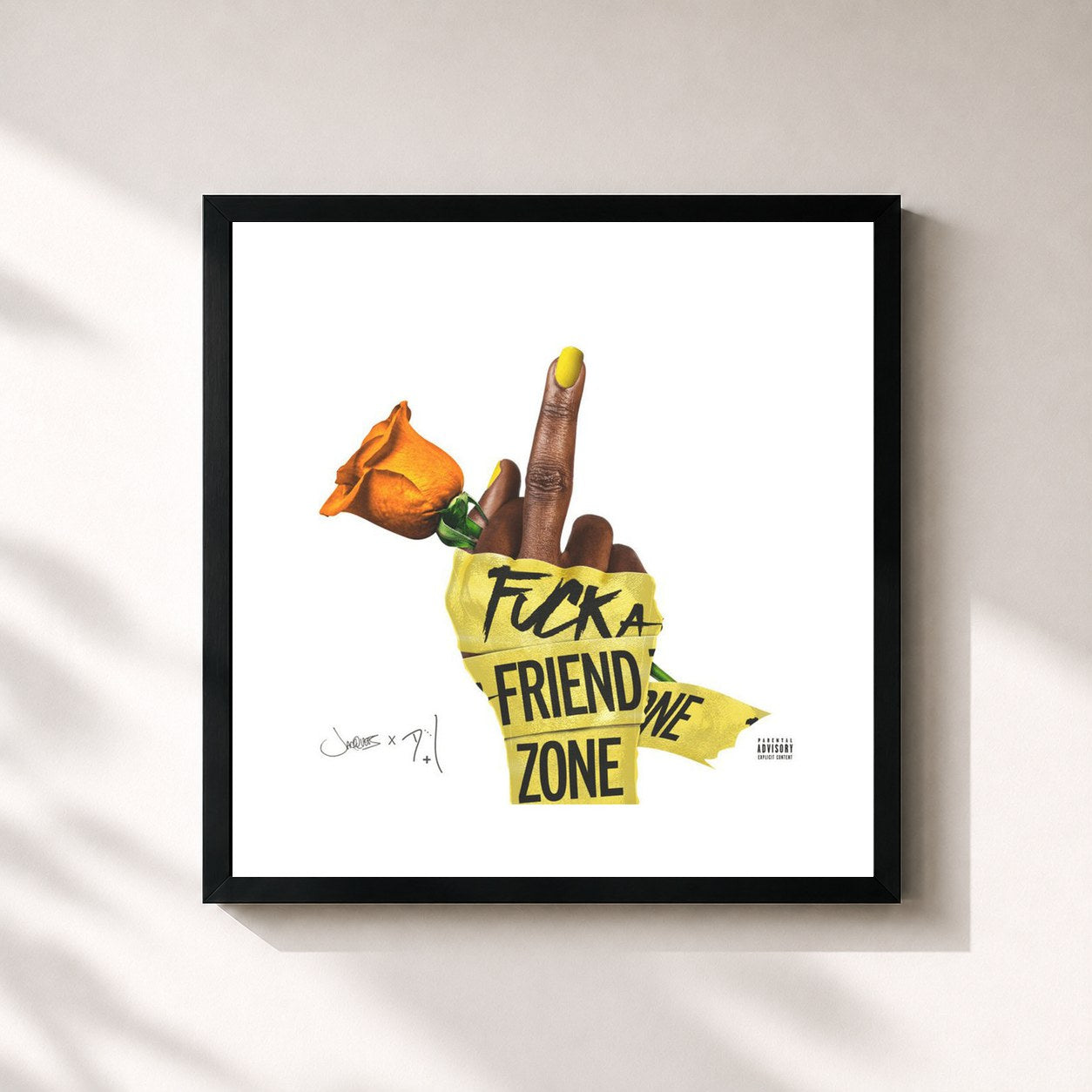 #noir Tableau carré de l'album Fuck A Friend Zone de Dej Loaf, cadre noir 32x32 cm