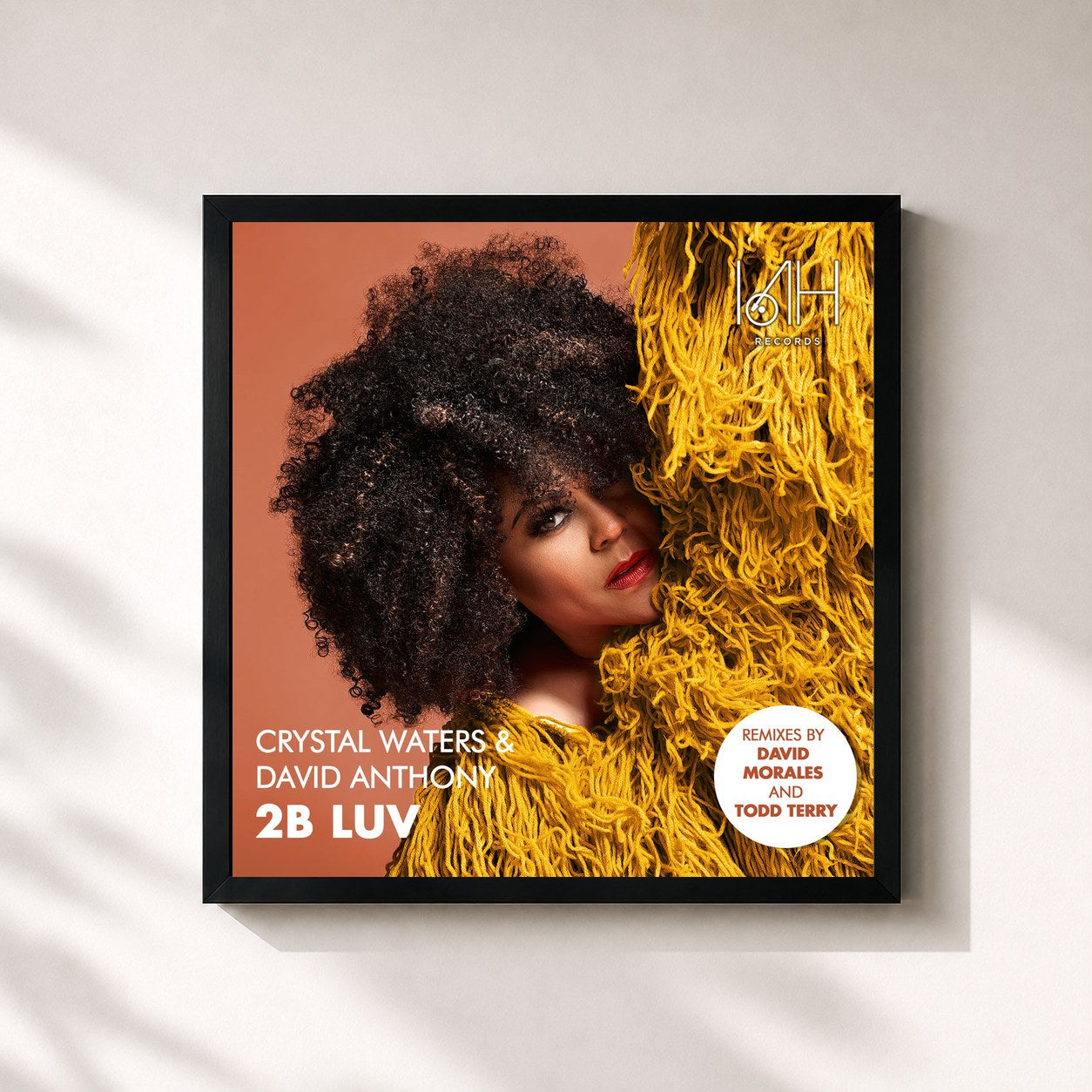 #noir Tableau carré de l'album 2B Luv Remixes, Pt. 3 de Crystal Waters, cadre noir 32x32 cm