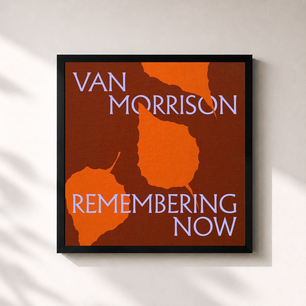 #noir Tableau carré de l'album Remembering Now de Van Morrison, cadre noir 32x32 cm