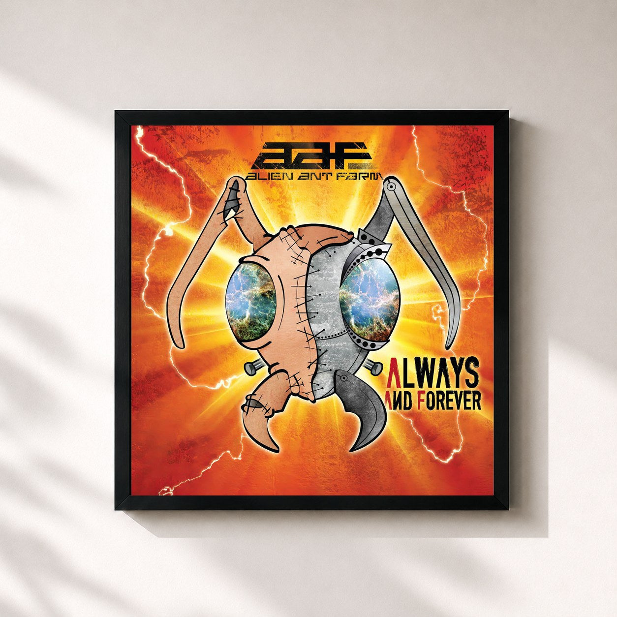 #noir Tableau carré de l'album Always And Forever de Alien Ant Farm, cadre noir 32x32 cm
