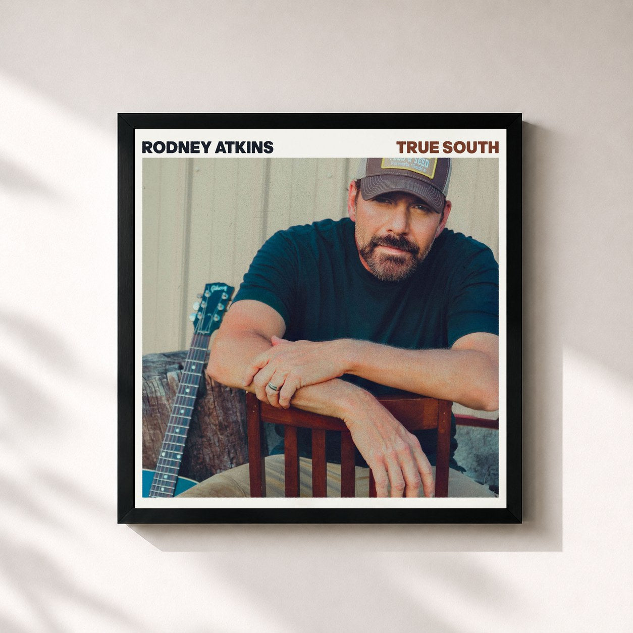 #noir Tableau carré de l'album True South de Rodney Atkins, cadre noir 32x32 cm