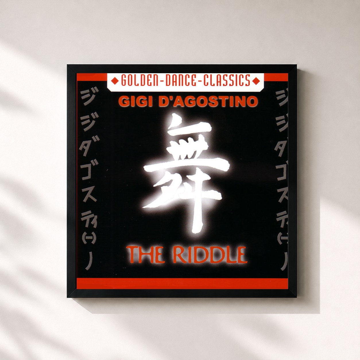 #noir Tableau carré de l'album The Riddle de Gigi D'Agostino, cadre noir 32x32 cm