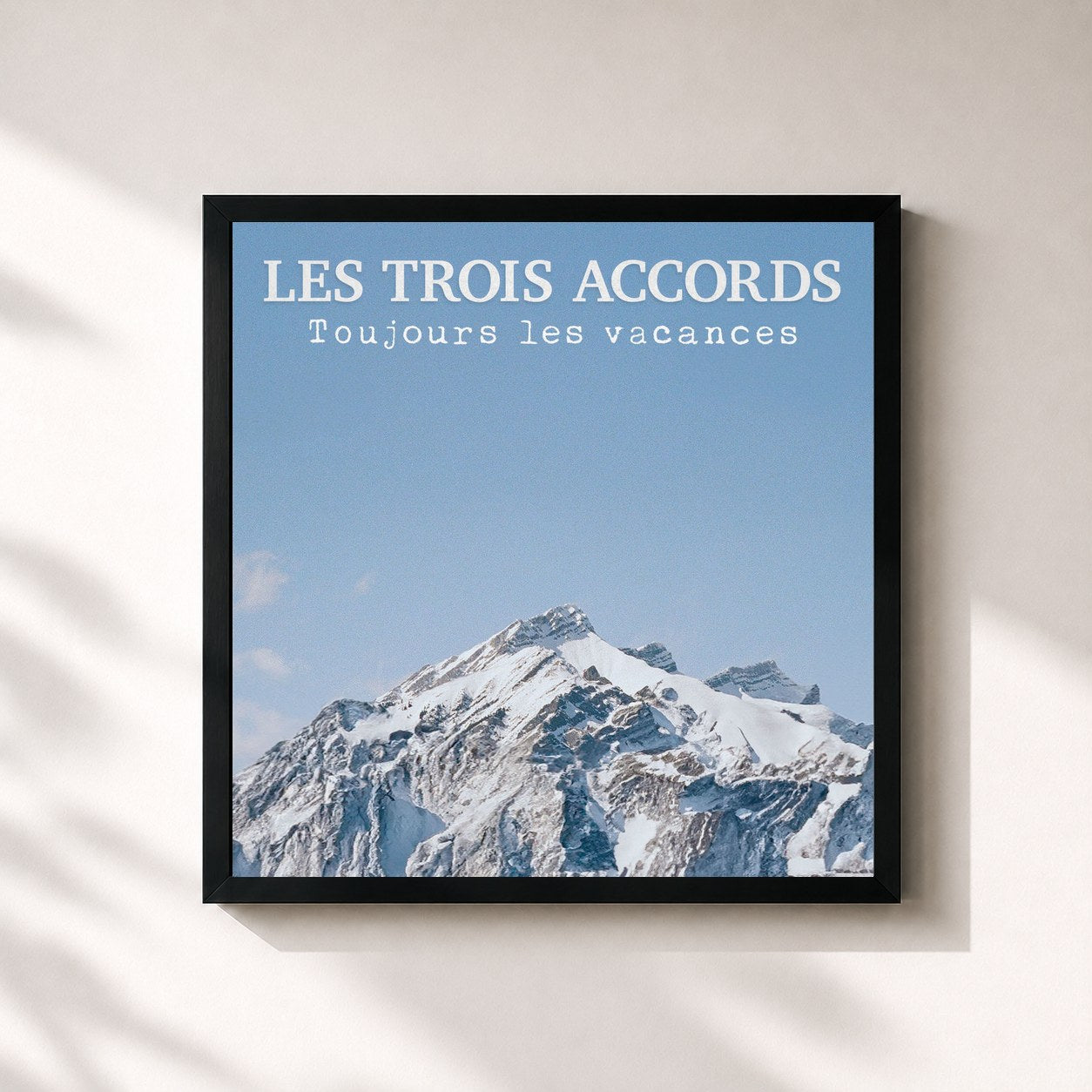 #noir Tableau carré de l'album Toujours les vacances de Les Trois Accords, cadre noir 32x32 cm