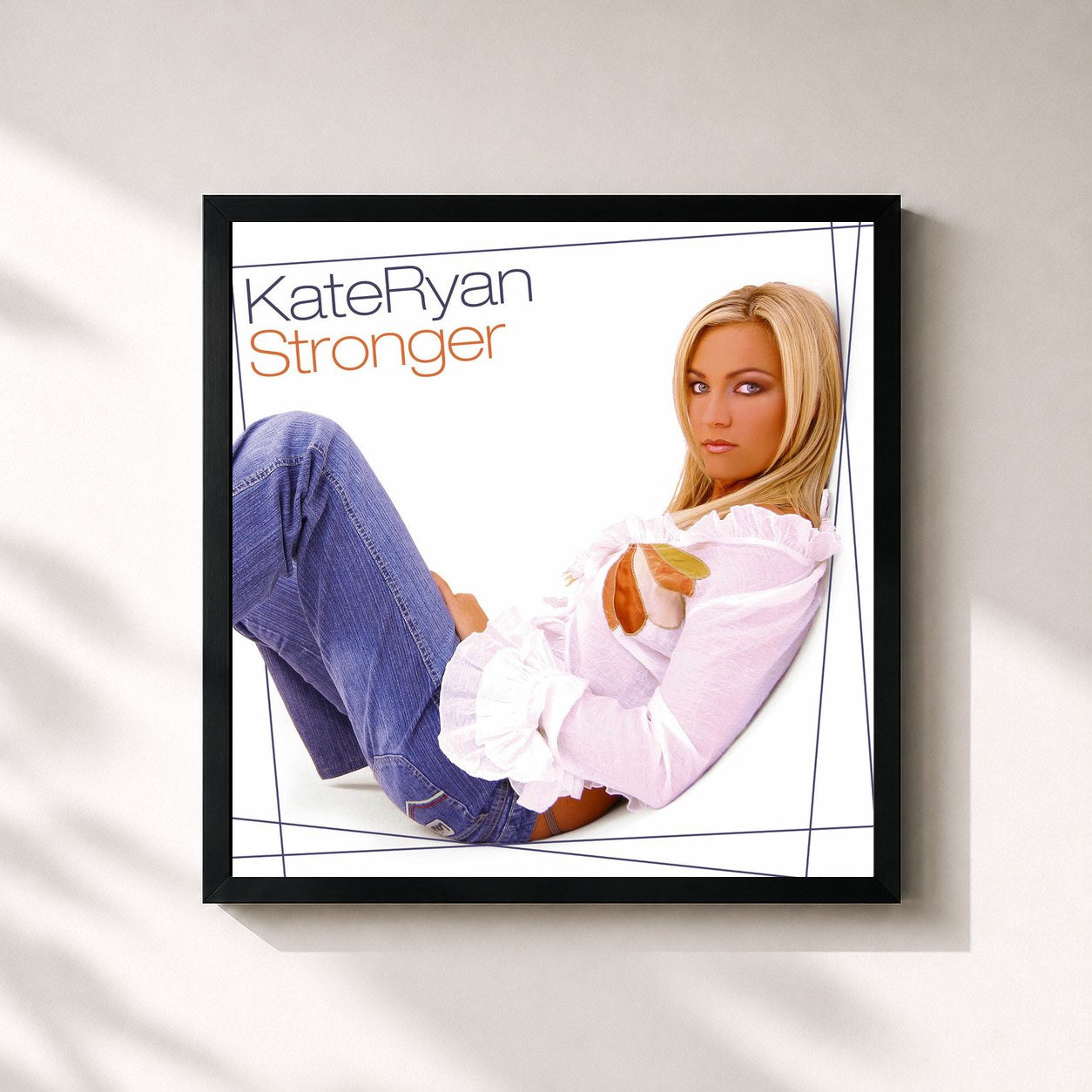 #noir Tableau carré de l'album Stronger de Kate Ryan, cadre noir 32x32 cm