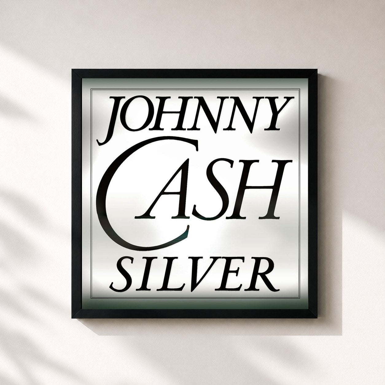 #noir Tableau carré de l'album Silver de Johnny Cash, cadre noir 32x32 cm