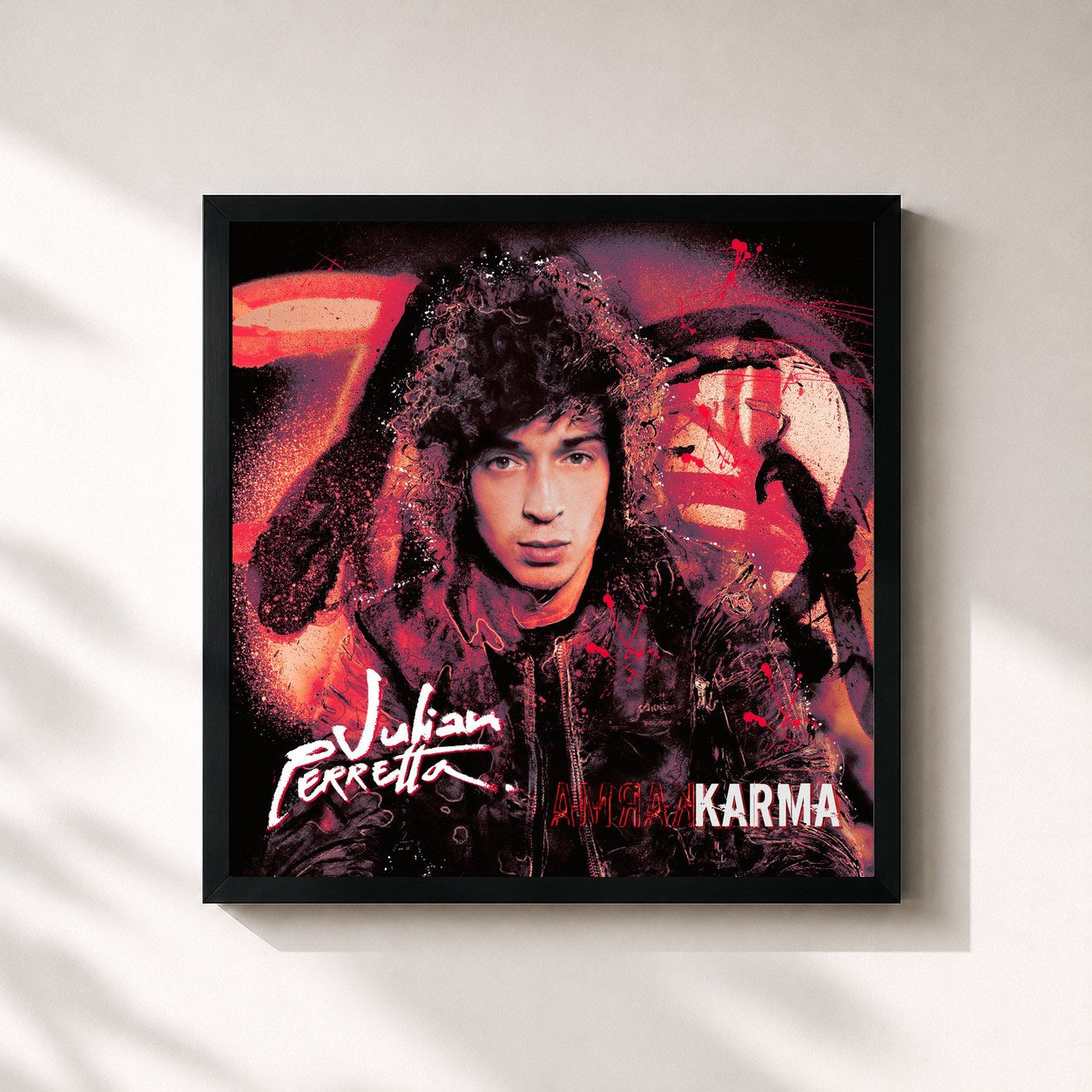 #noir Tableau carré de l'album Karma de Julian Perretta, cadre noir 32x32 cm