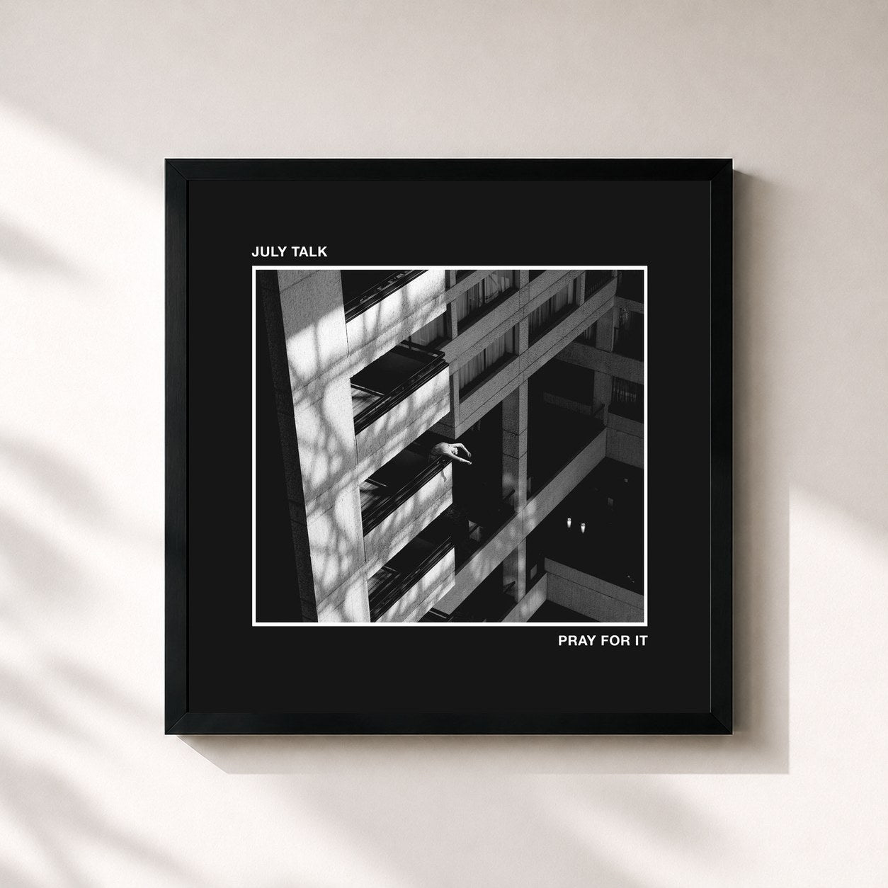 #noir Tableau carré de l'album Pray For It de July Talk, cadre noir 32x32 cm