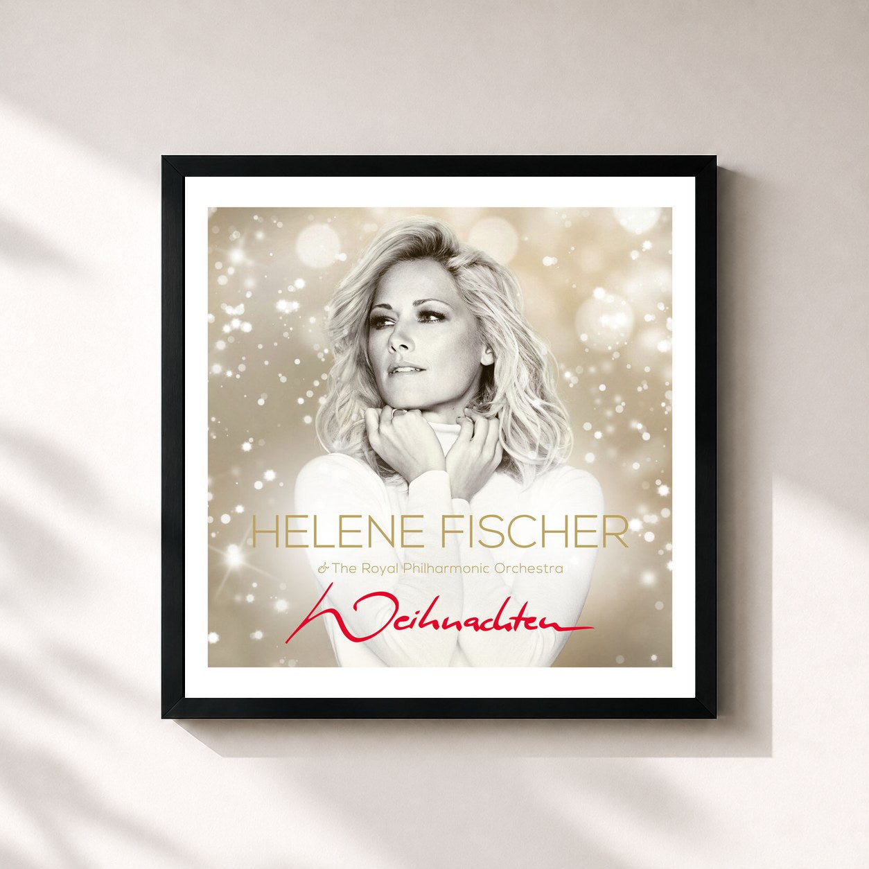 #noir Tableau carré de l'album Weihnachten de Helene Fischer, cadre noir 32x32 cm