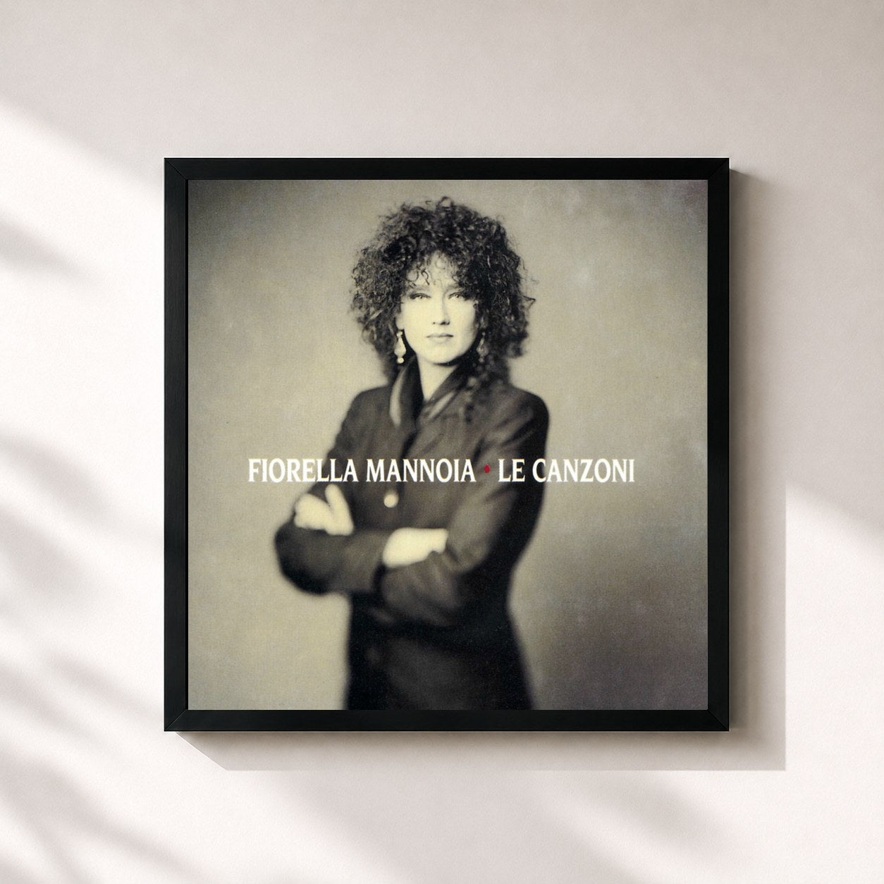 #noir Tableau carré de l'album Le Canzoni de Fiorella Mannoia, cadre noir 32x32 cm