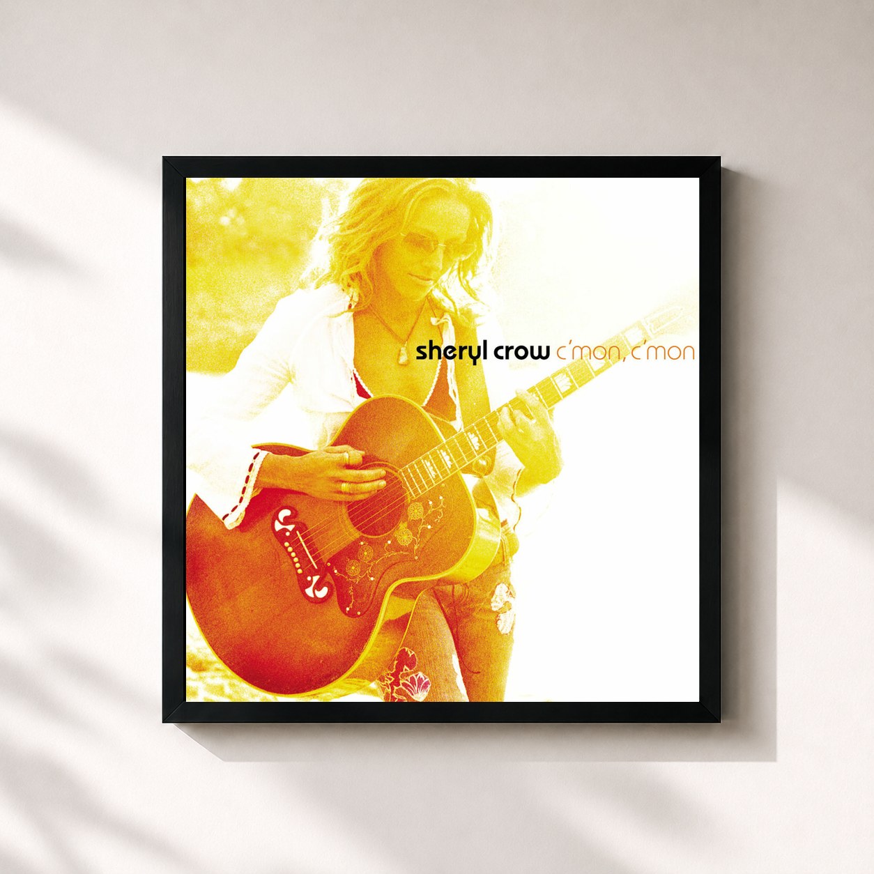 #noir Tableau carré de l'album C'mon, C'mon de Sheryl Crow, cadre noir 32x32 cm