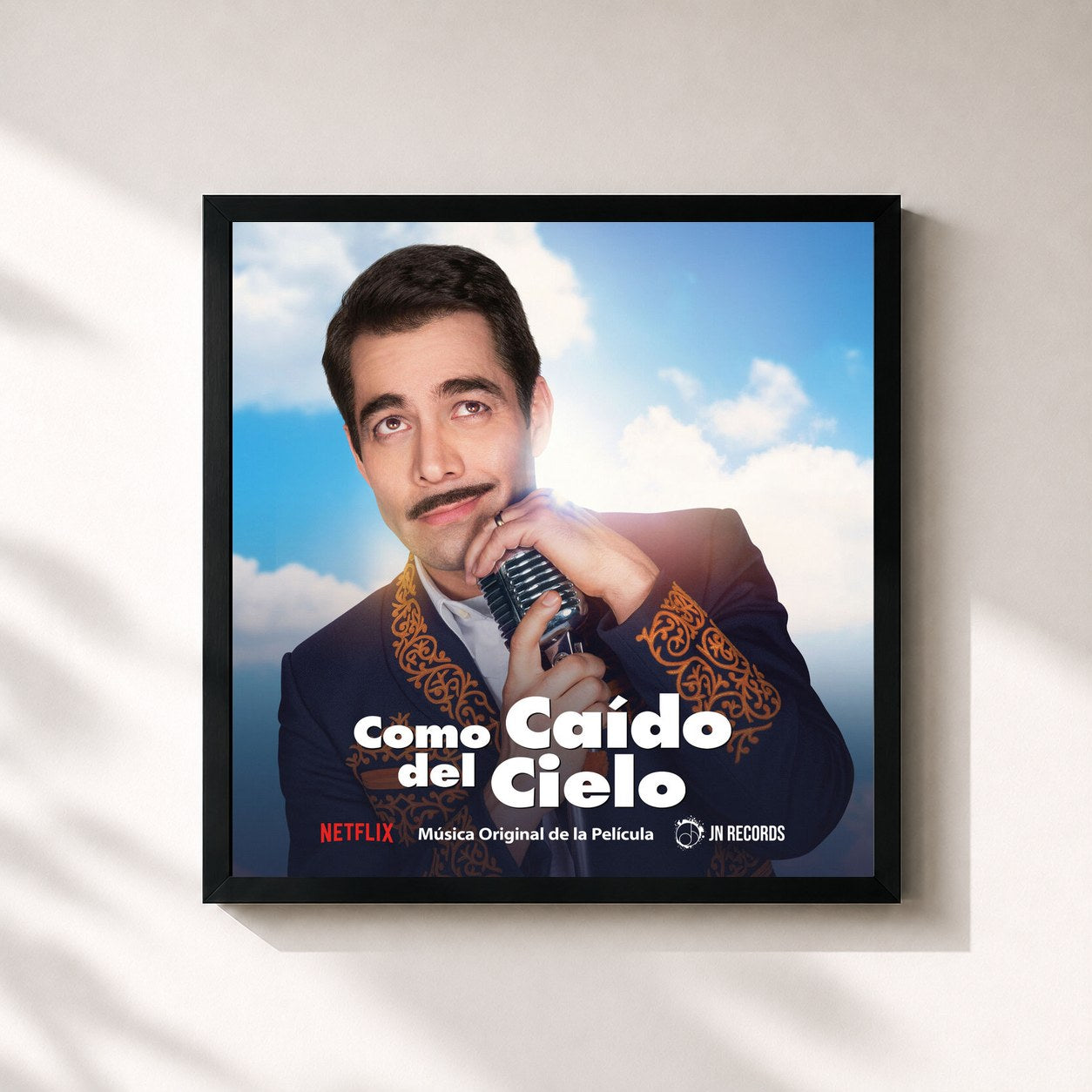 #noir Tableau carré de l'album Como Caído del Cielo de Omar Chaparro, cadre noir 32x32 cm