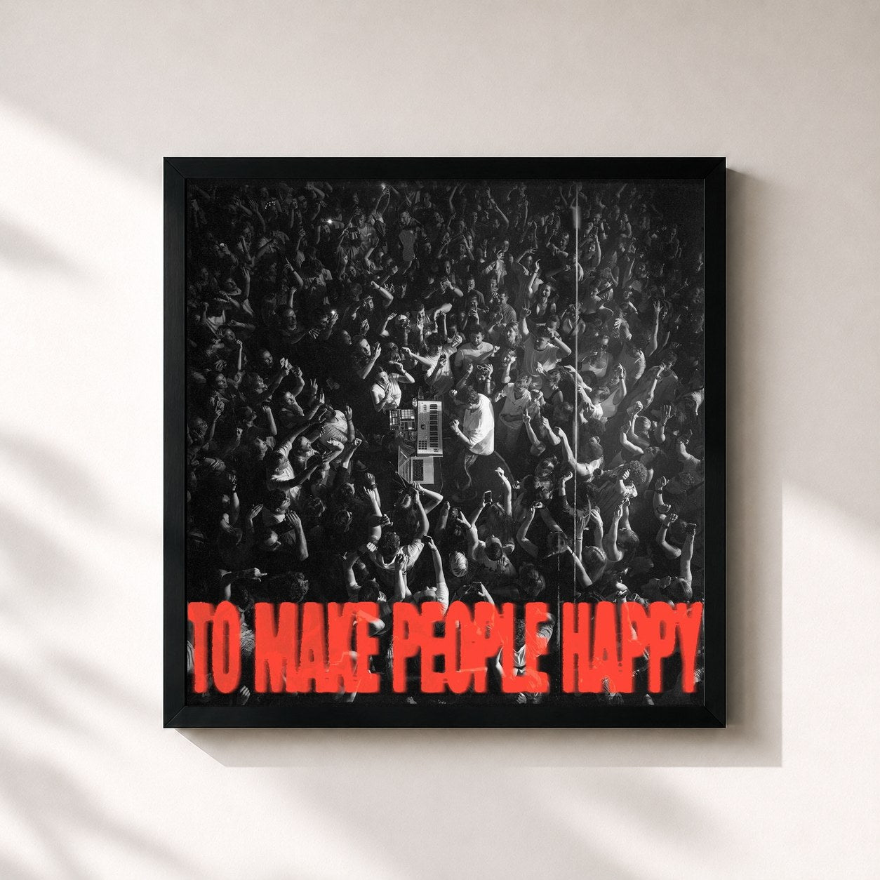 #noir Tableau carré de l'album TO MAKE PEOPLE HAPPY de AVAION, cadre noir 32x32 cm