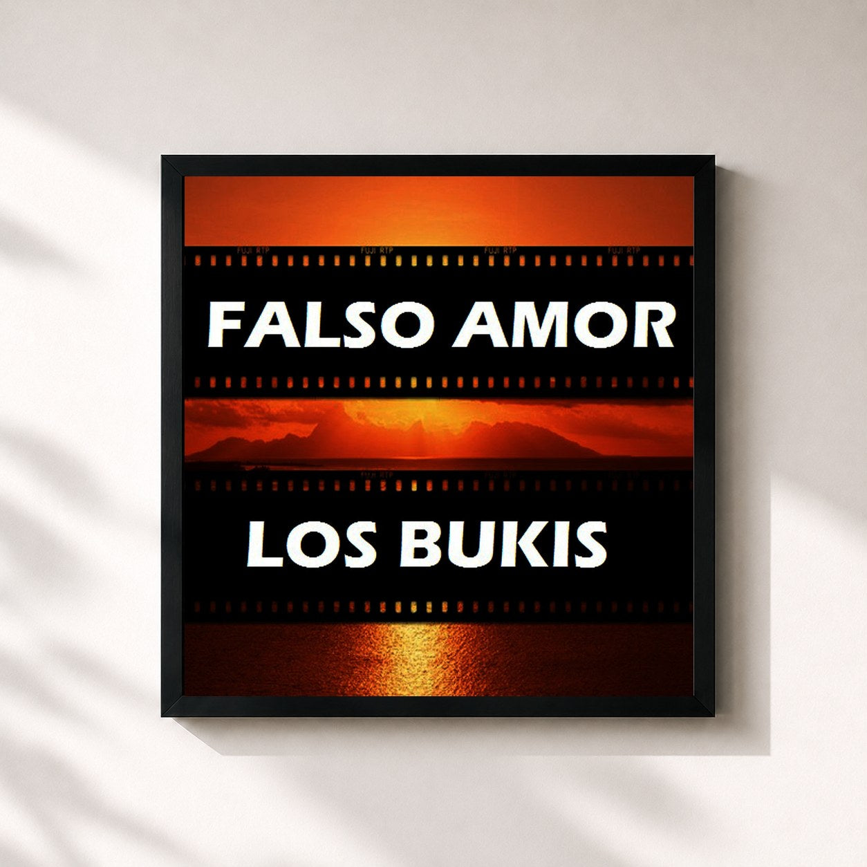 #noir Tableau carré de l'album Falso amor - Los Bukis de Los Bukis, cadre noir 32x32 cm