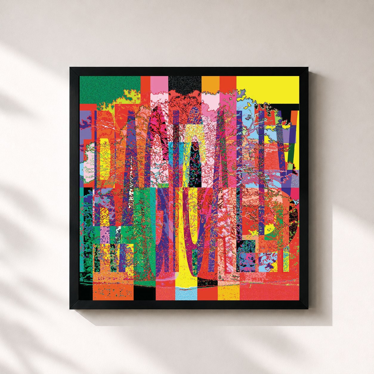 #noir Tableau carré de l'album Music@Work de The Tragically Hip, cadre noir 32x32 cm