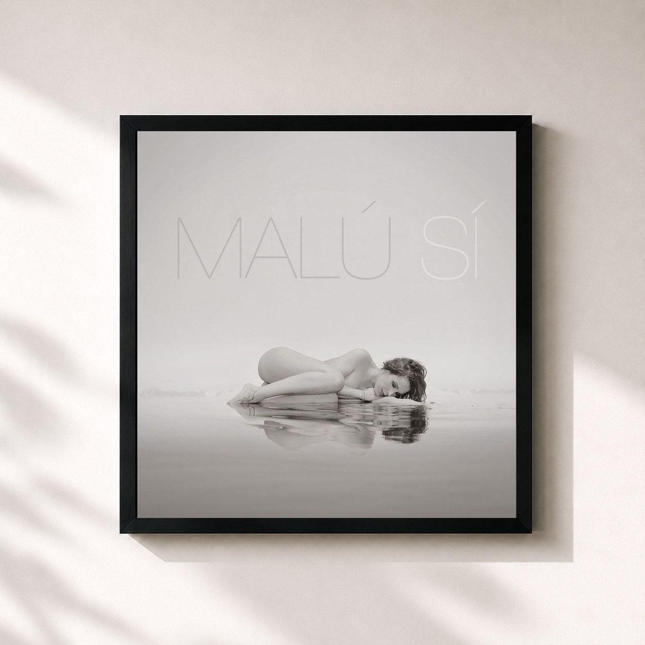 #noir Tableau carré de l'album Si de Malú, cadre noir 32x32 cm