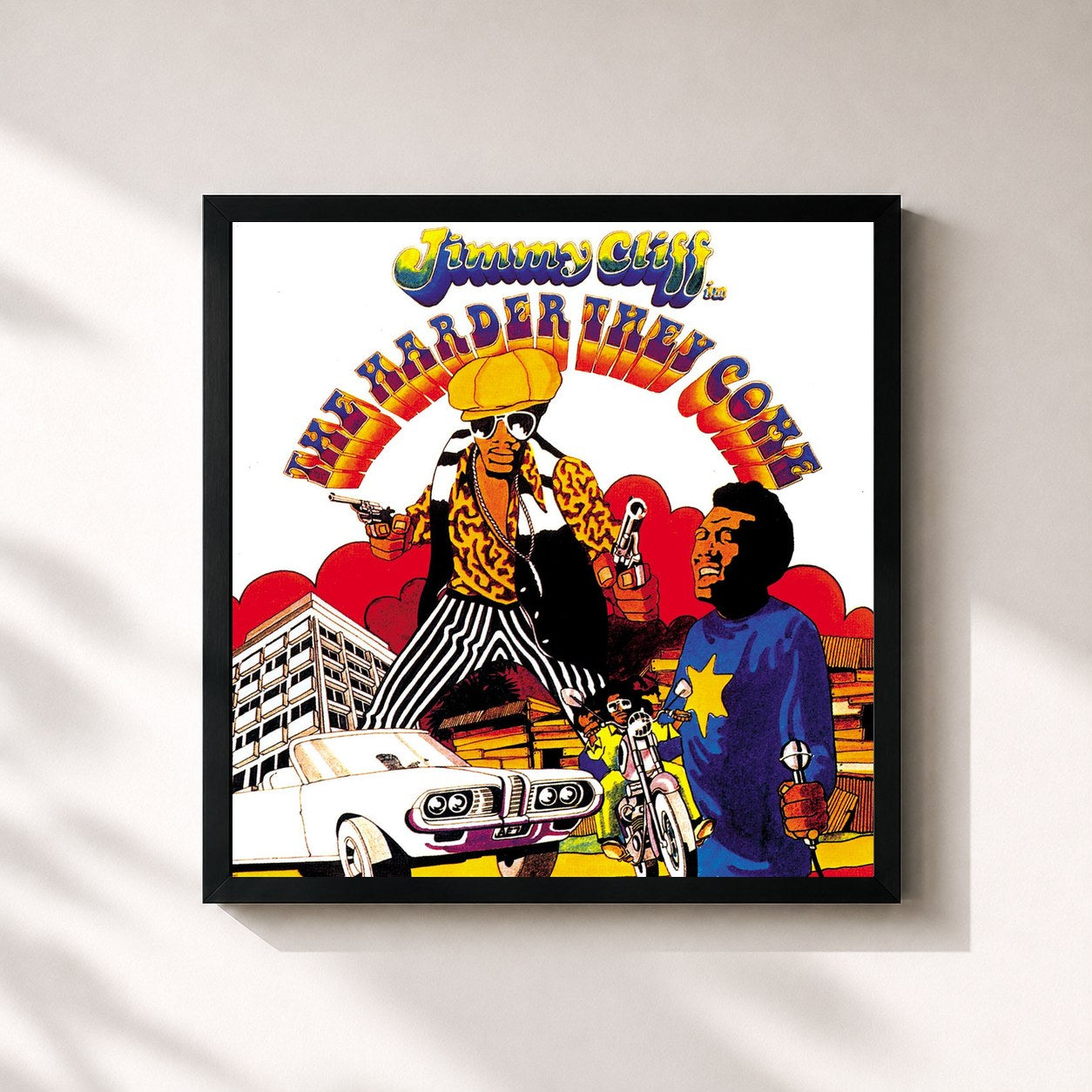 #noir Tableau carré de l'album The Harder They Come (Original Motion Picture Soundtrack) de Jimmy Cliff, cadre noir 32x32 cm