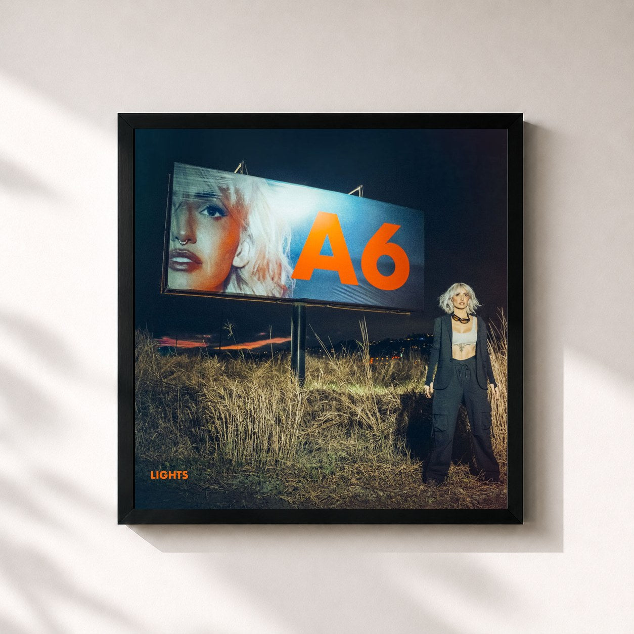 #noir Tableau carré de l'album A6 de LIGHTS, cadre noir 32x32 cm