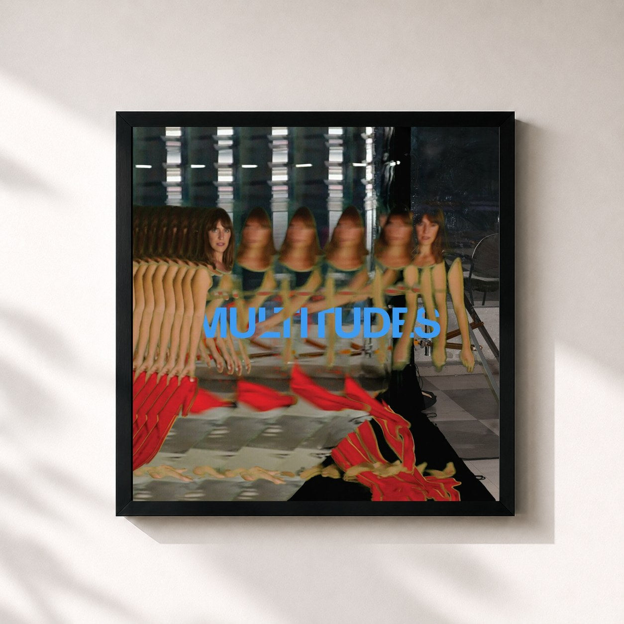#noir Tableau carré de l'album Multitudes de Feist, cadre noir 32x32 cm