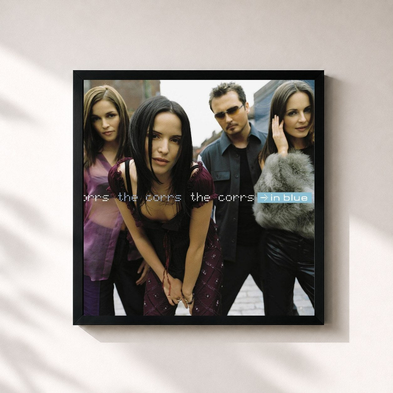 #noir Tableau carré de l'album In Blue de The Corrs, cadre noir 32x32 cm
