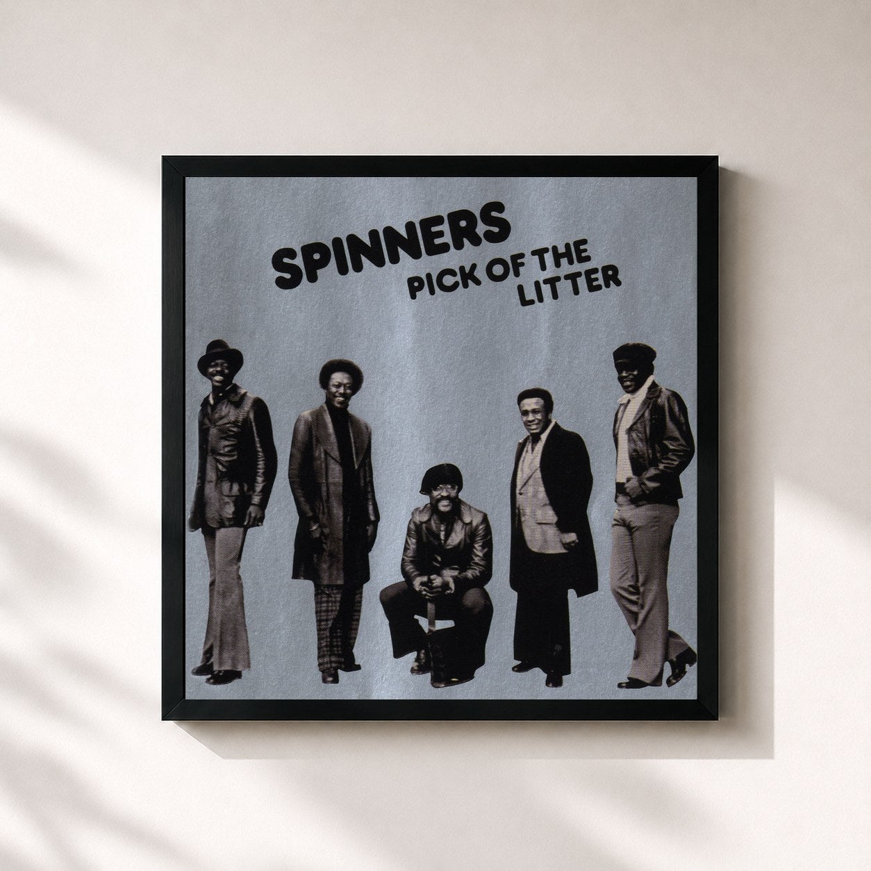 #noir Tableau carré de l'album Pick of the Litter de The Spinners, cadre noir 32x32 cm
